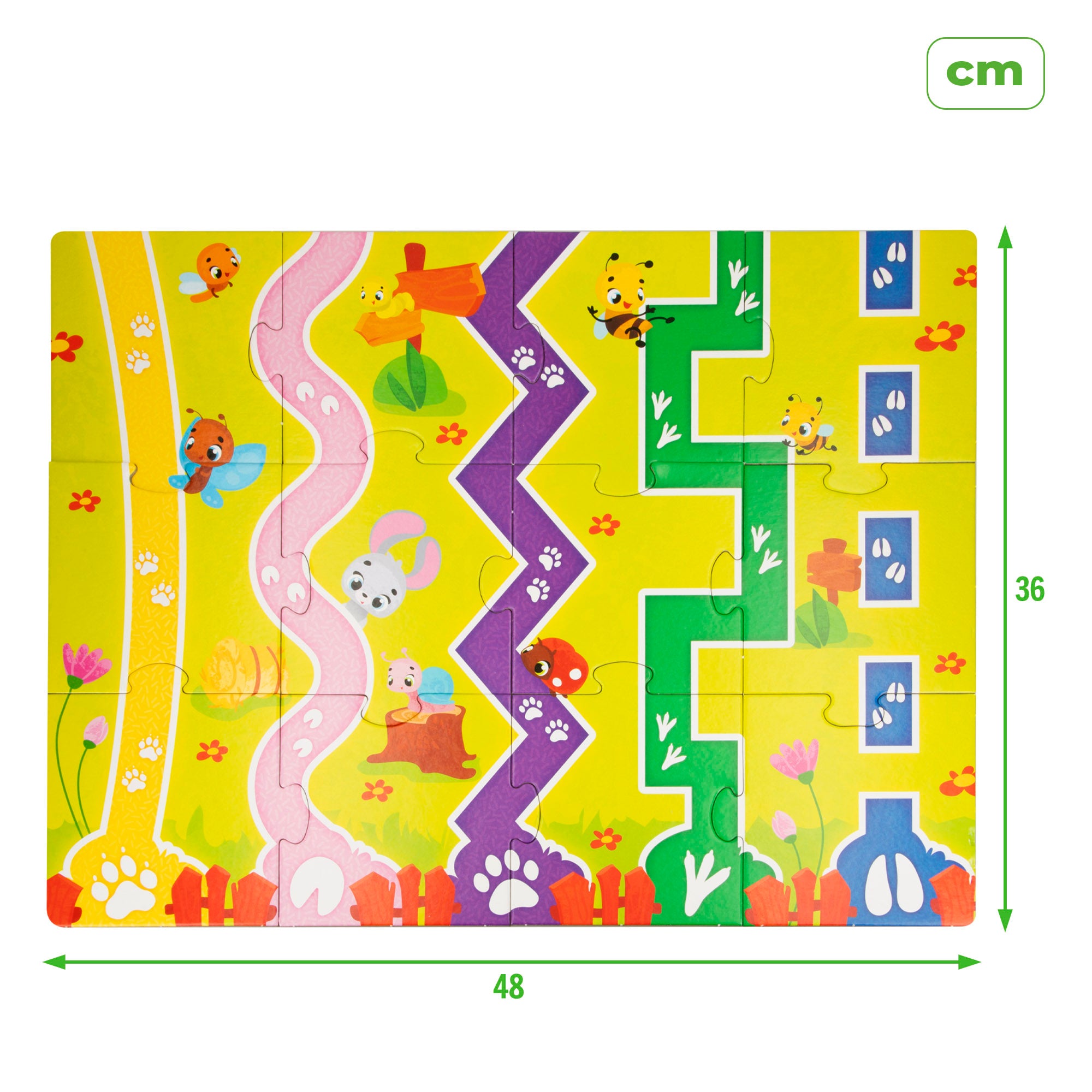 Puzzle Montessori Lisciani Farm, 12 peças, com 5 animais de madeira e 5 casas 3D.