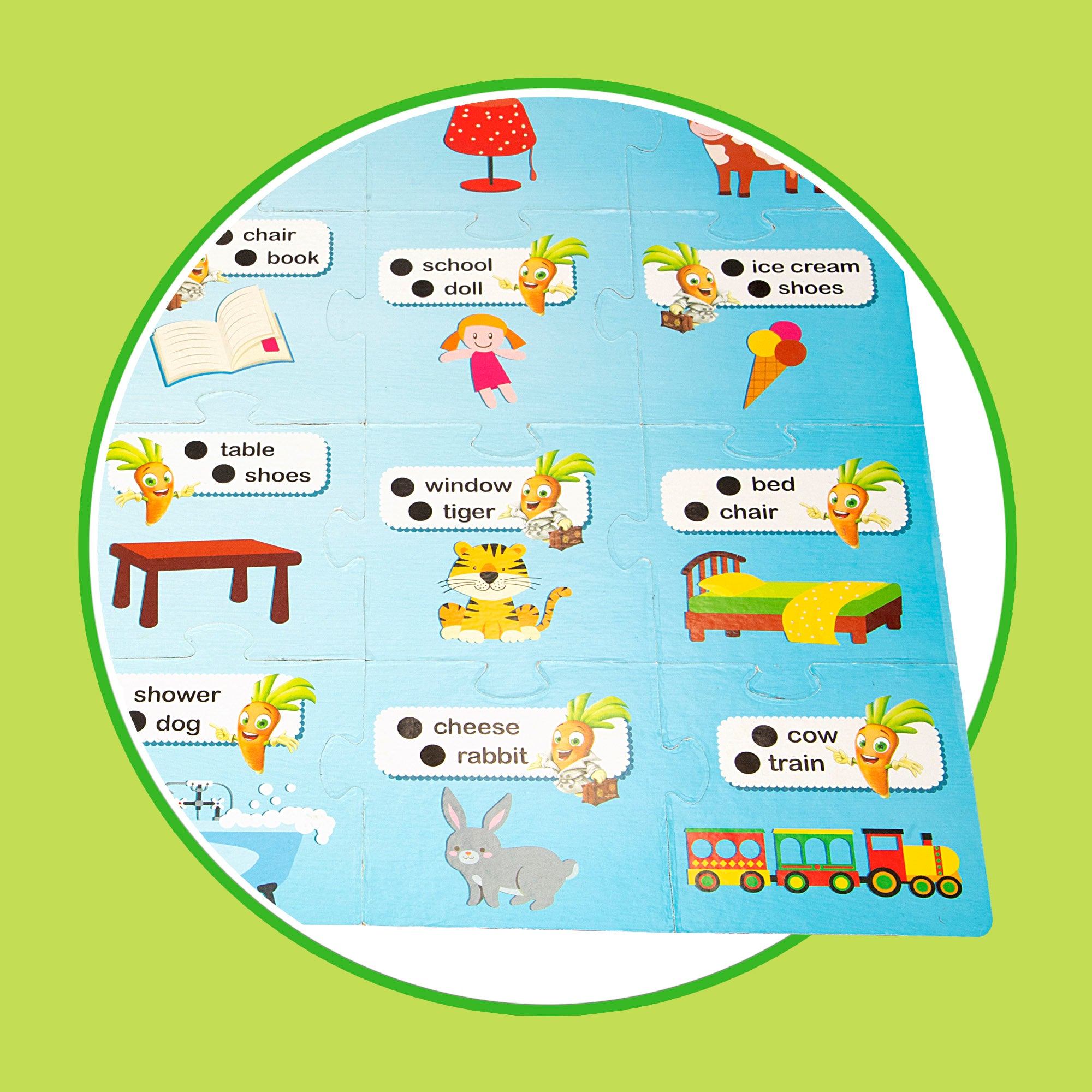 Jogo de tabuleiro 2 em 1 para aprendizagem de inglês Lisciani com caneta falante Carotina