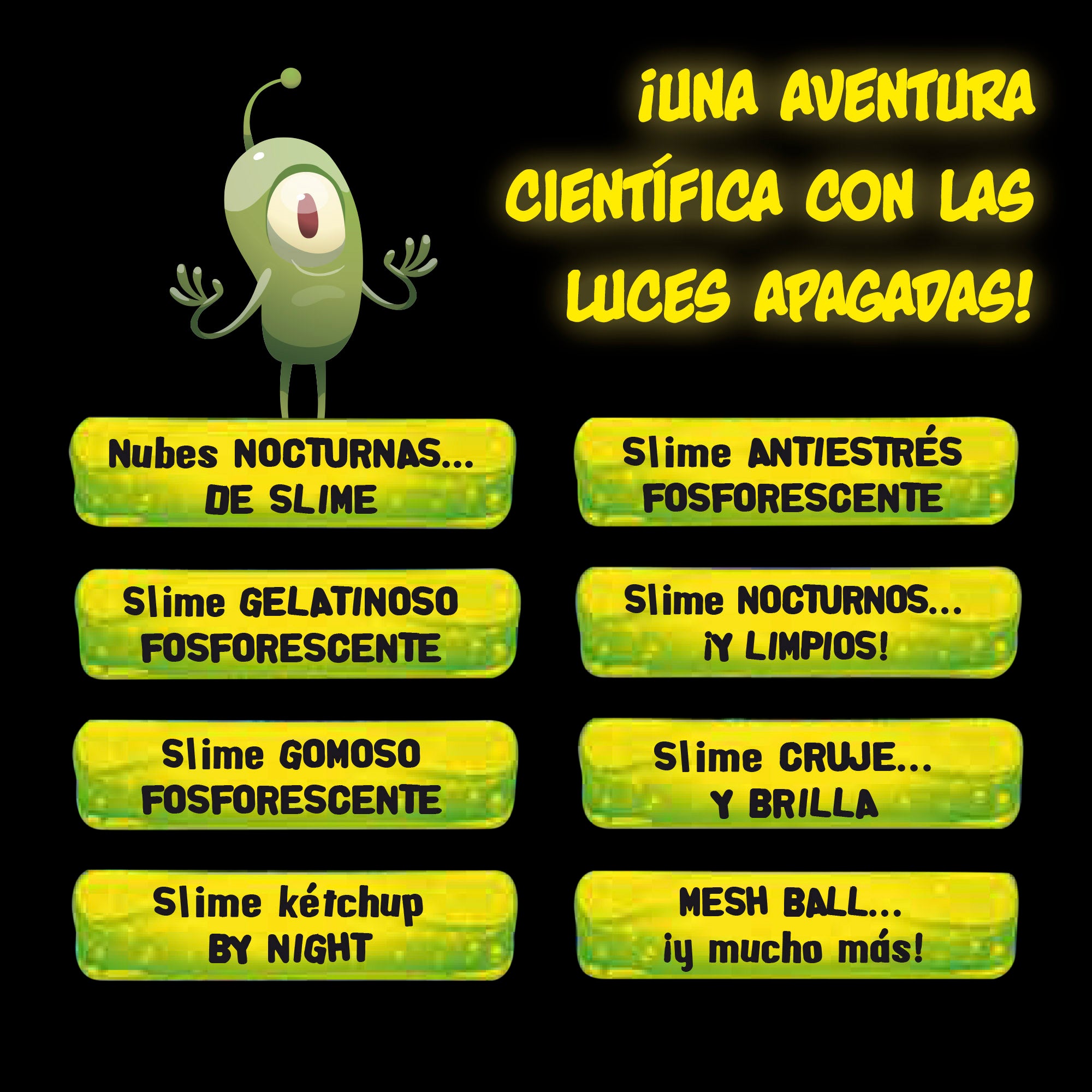 Jogos de Slime da Lisciani com 50 Experiências Científicas Fosforescentes - Ciência Maluca