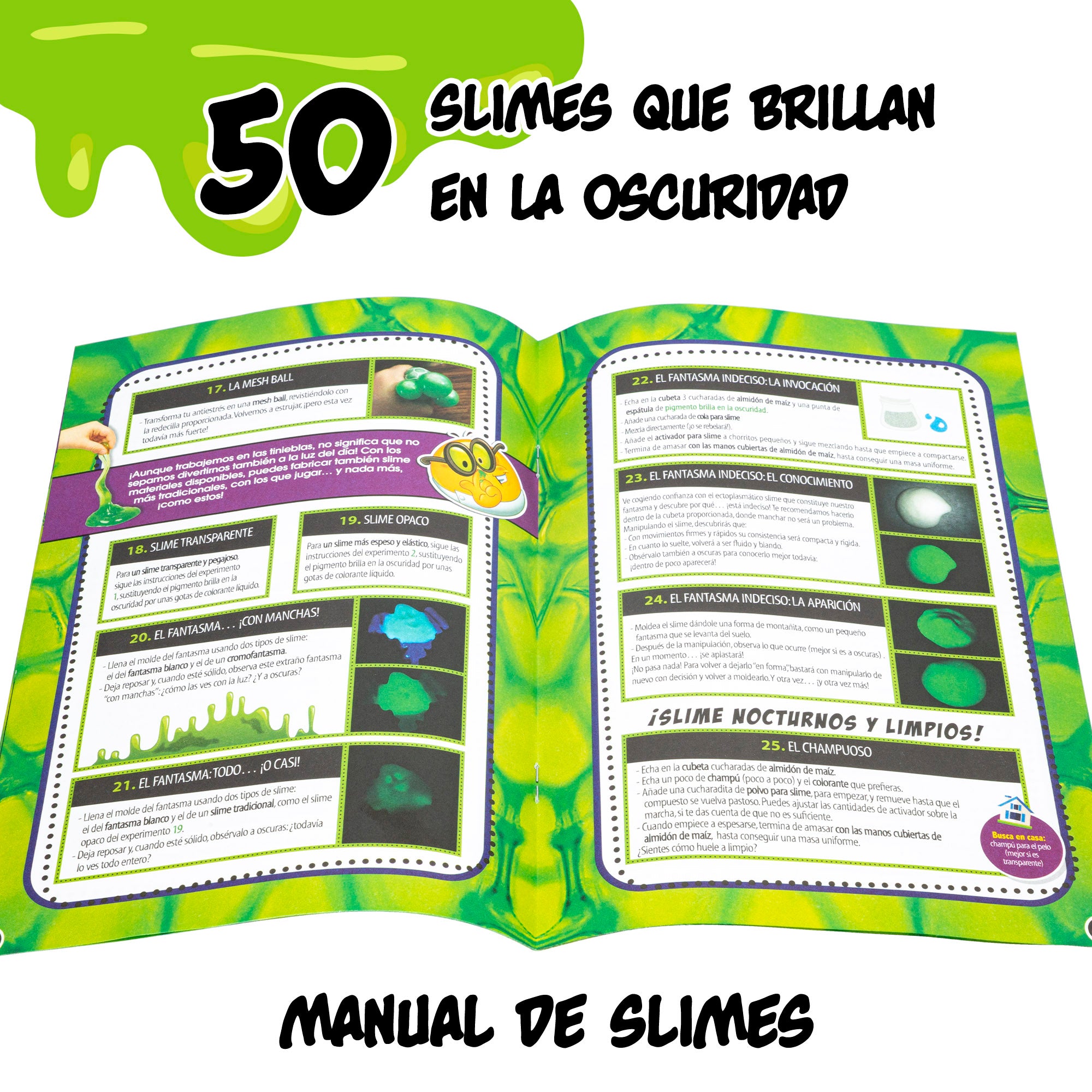 Jogos de Slime da Lisciani com 50 Experiências Científicas Fosforescentes - Ciência Maluca