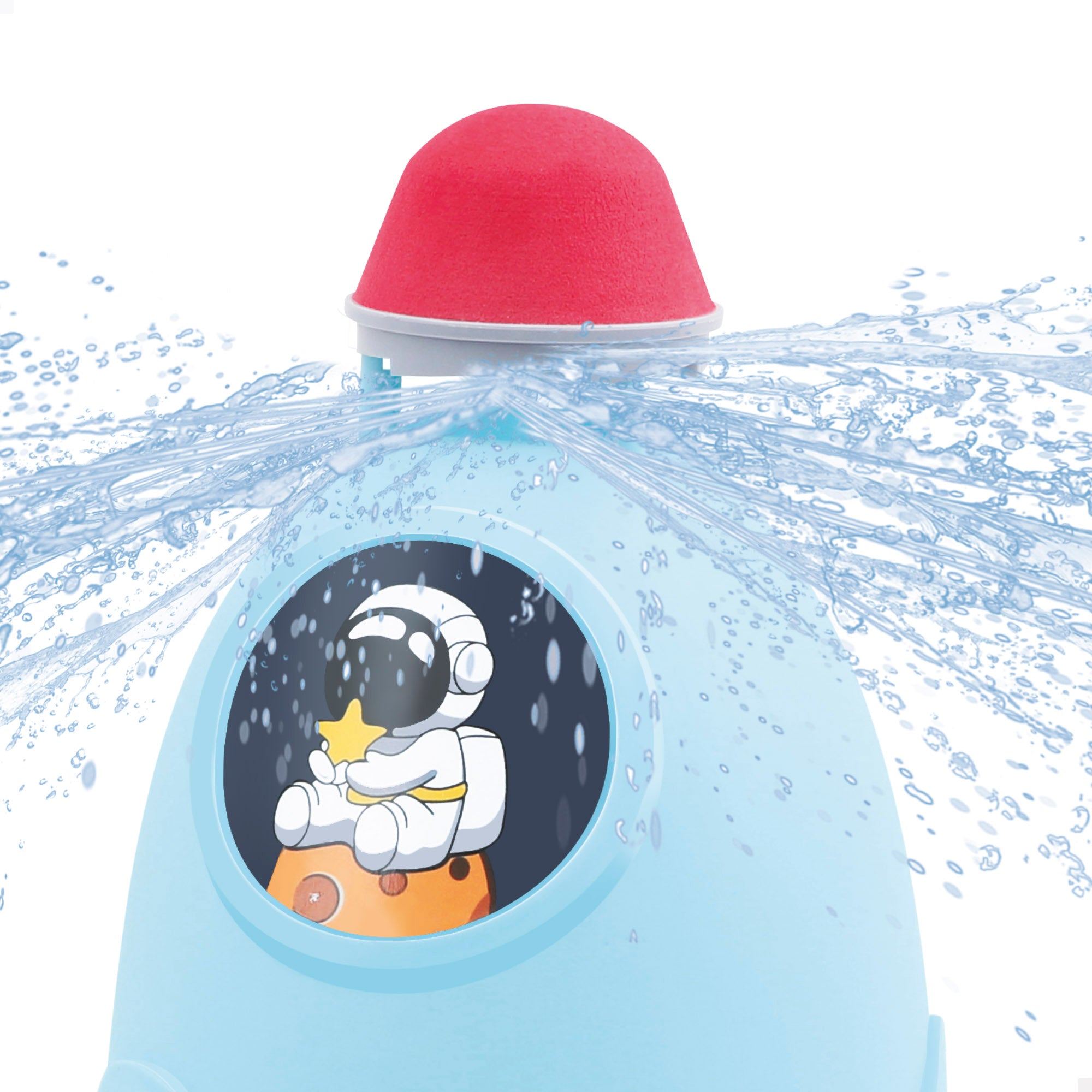 Pulverizador de água em formato de foguetão espacial da Aqua World