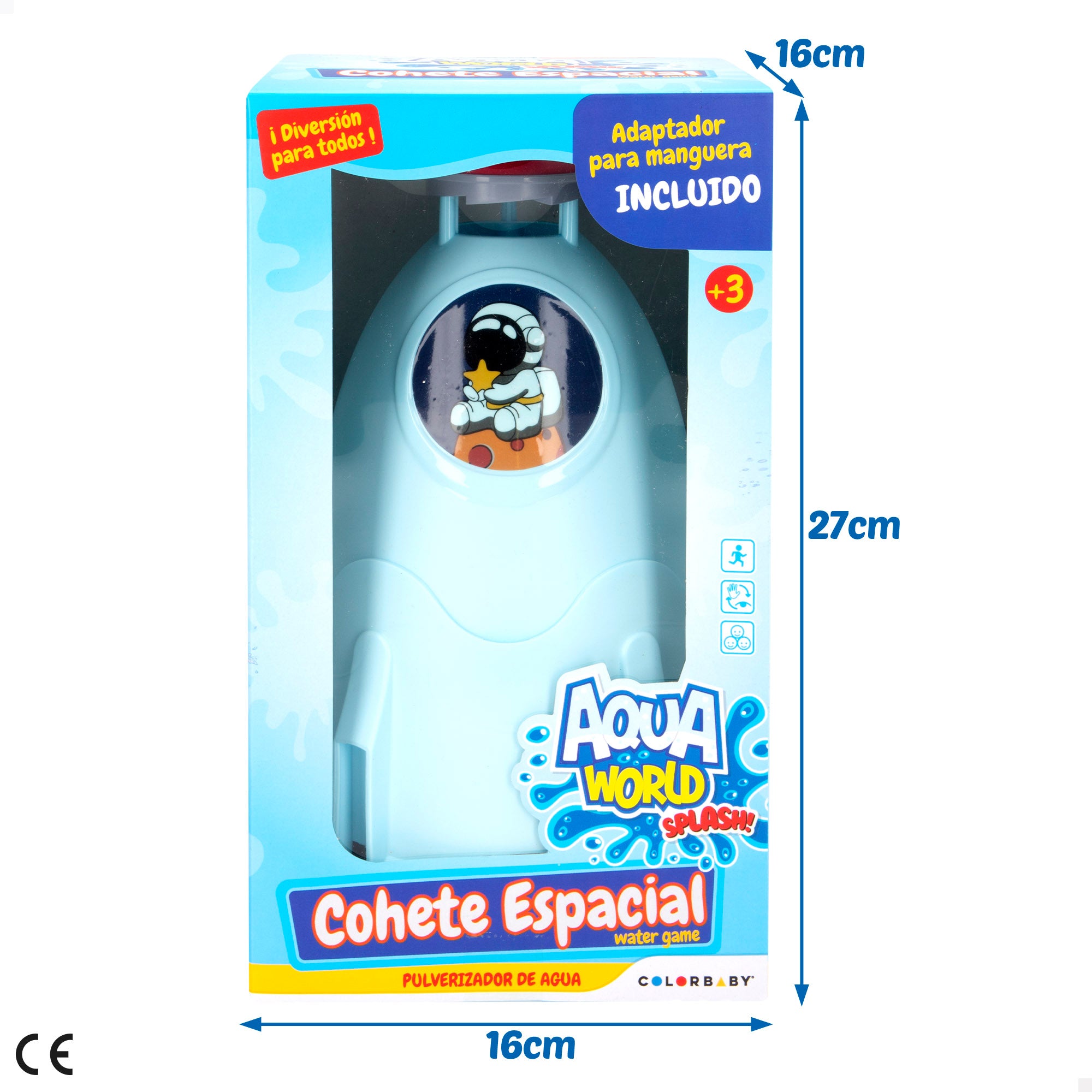 Pulverizador de água em formato de foguetão espacial da Aqua World