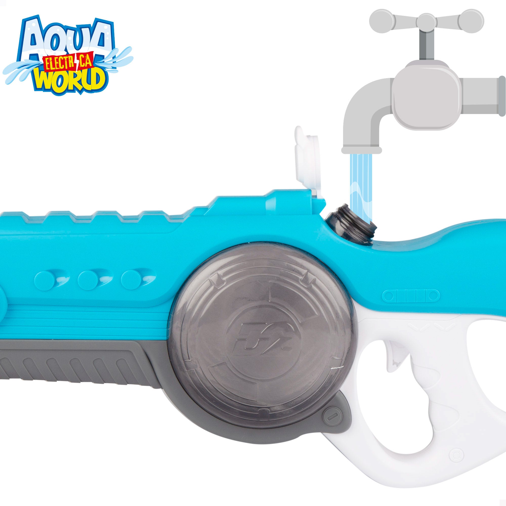 Pistola de água elétrica Aqua World de 55 cm com luz e som.