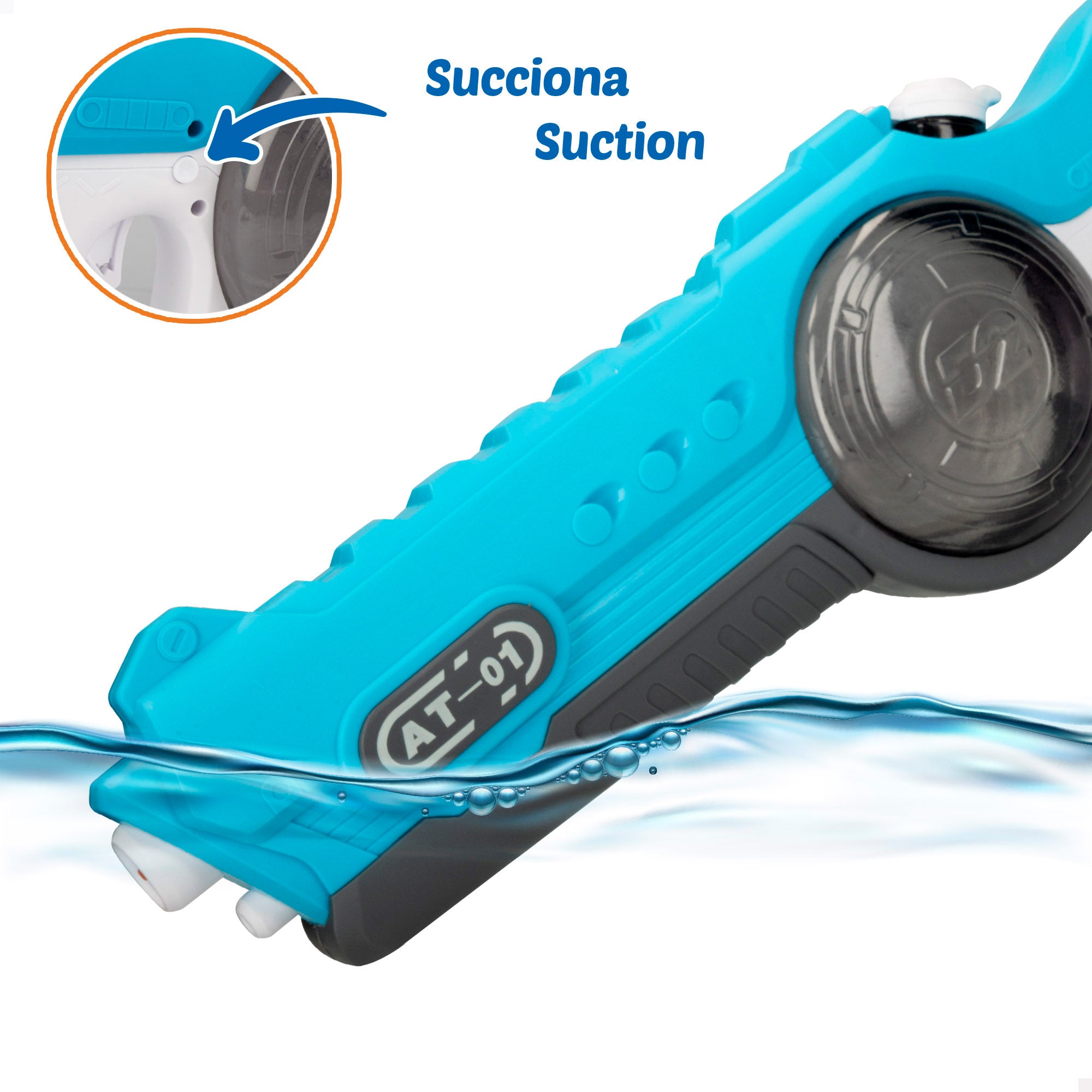 Pistola de água elétrica Aqua World de 55 cm com luz e som.