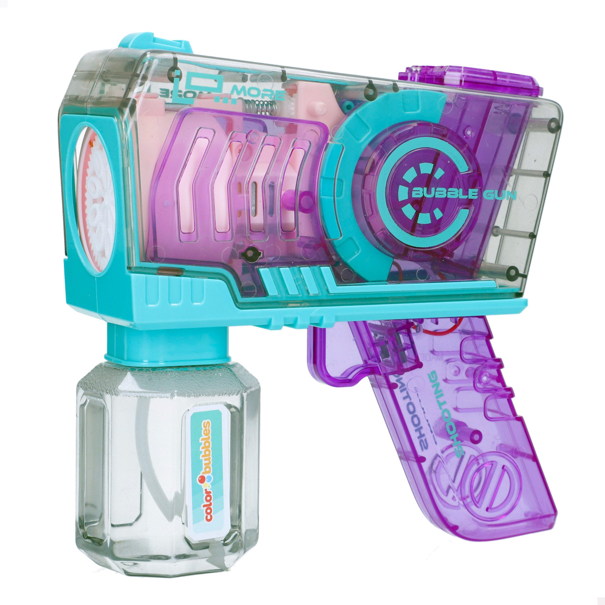 Pistola de Bolhas de Sabão Recarregável de 16cm com Bolhas Coloridas