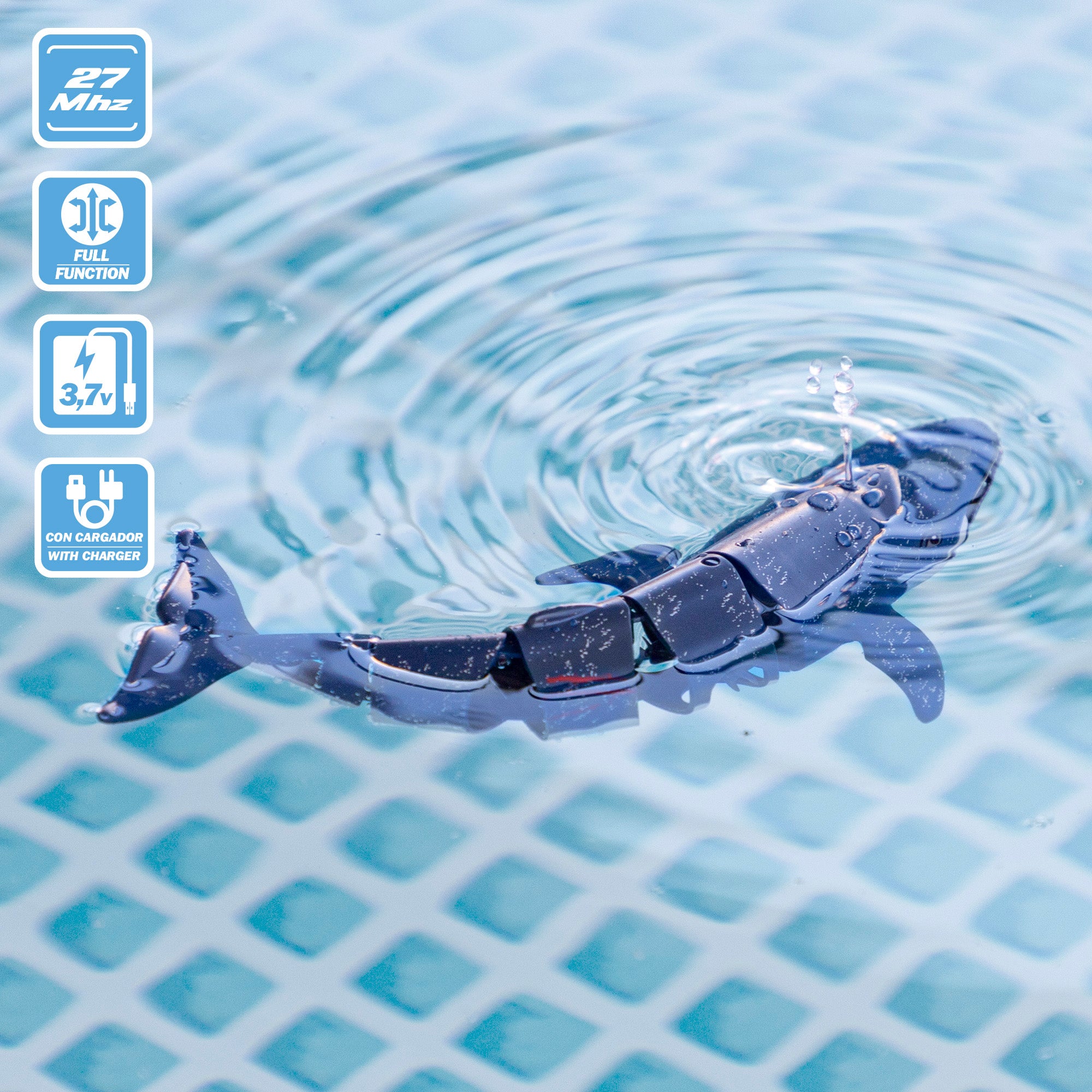 Baleia de brinquedo com controlo remoto, barco de corrida de 20 cm