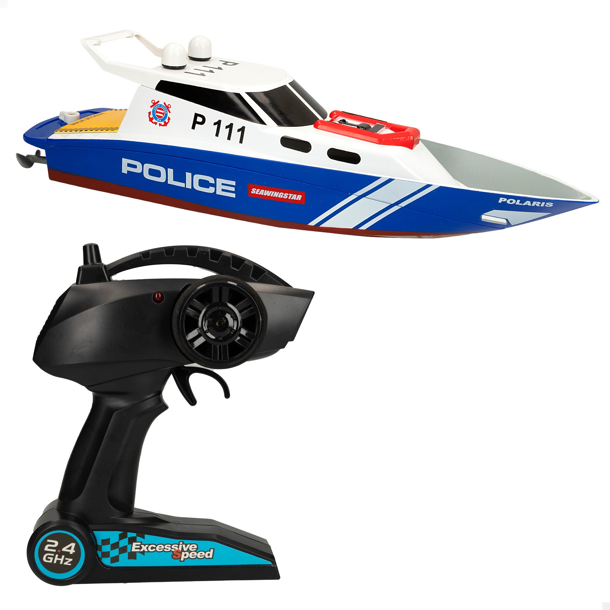 Barco de corrida policial de 36 cm com comando