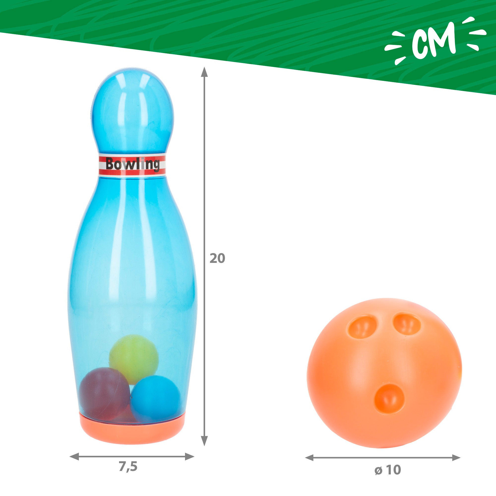 Conjunto de bowling de 20 cm com bola e bolsa de transporte da Fun Area!