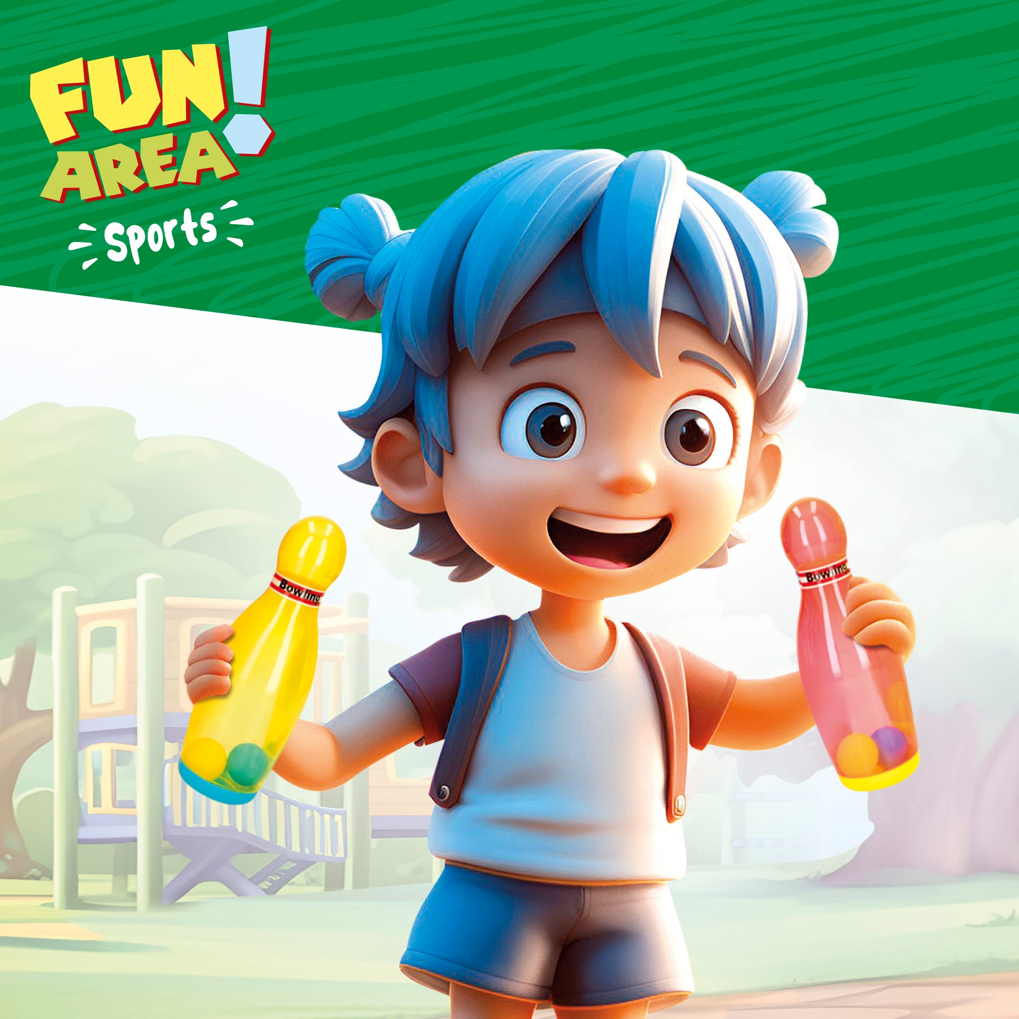 Conjunto de bowling de 20 cm com bola e bolsa de transporte da Fun Area!