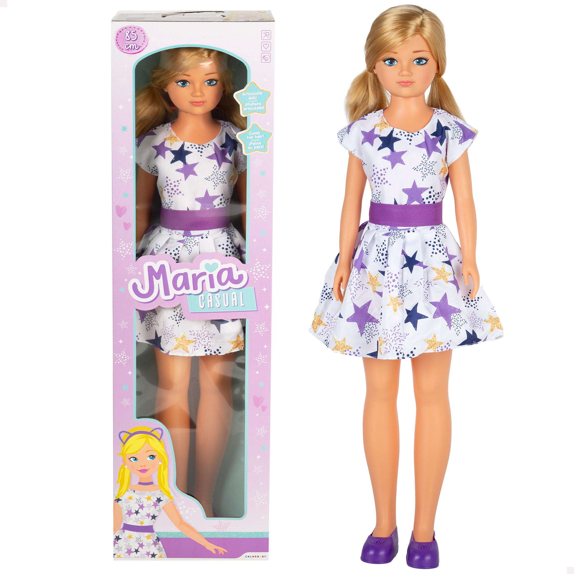 Boneca grande com vestido casual, 85 cm Maria