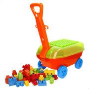 Blocos de construção coloridos com carrinho de mina