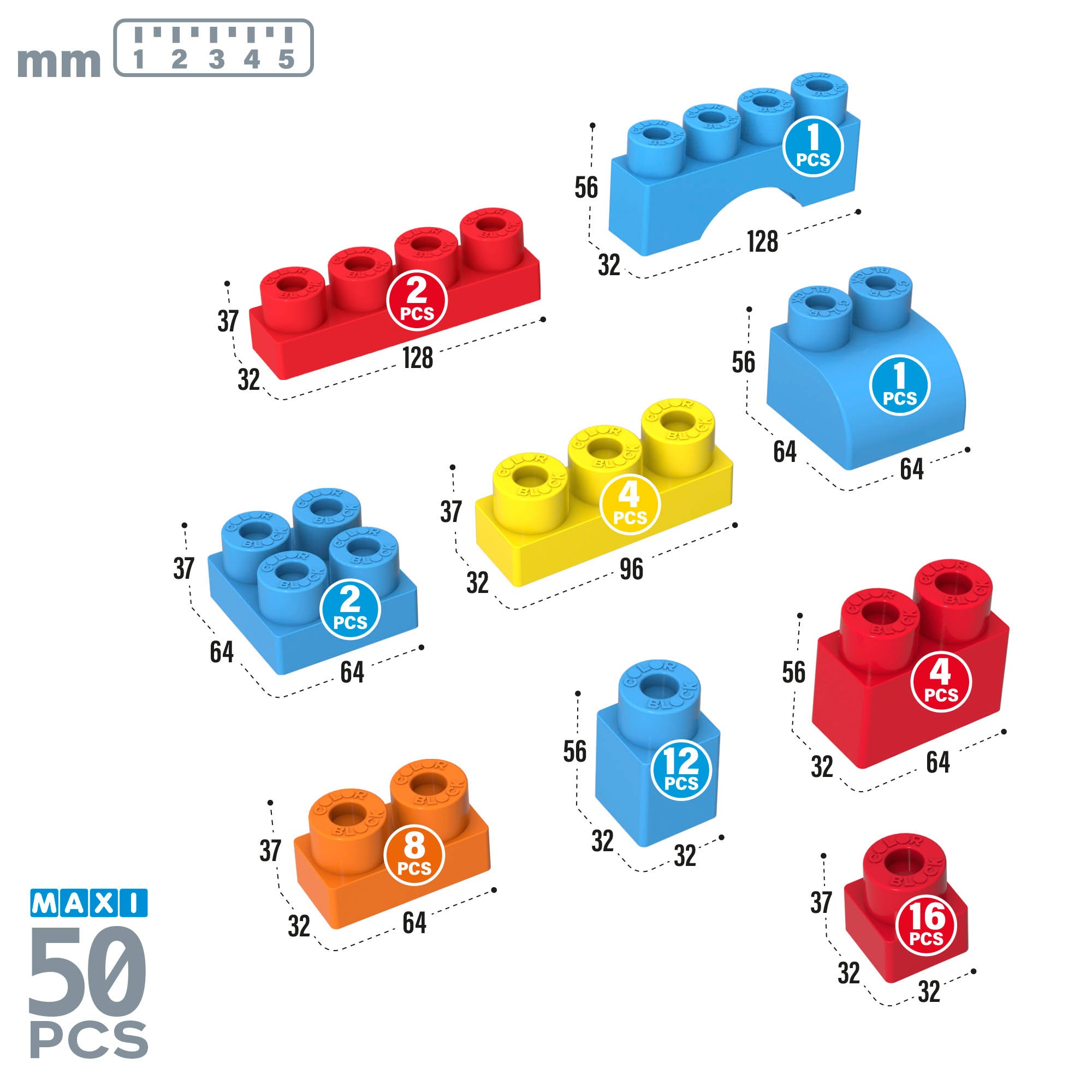 Blocos de construção coloridos com carrinho de mina