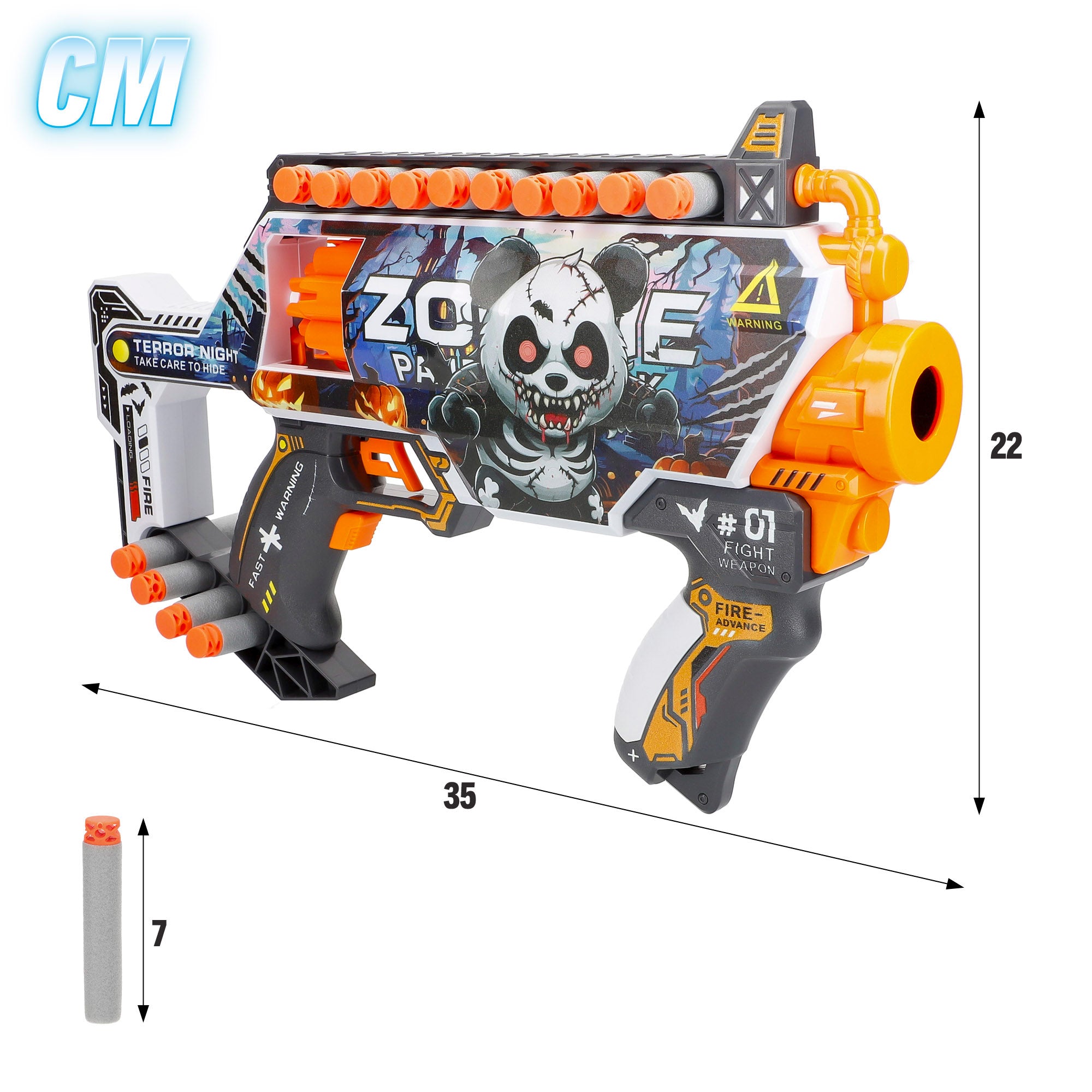 Pistola de brinquedo elétrica V-Zone com zombies e 24 dardos de espuma.