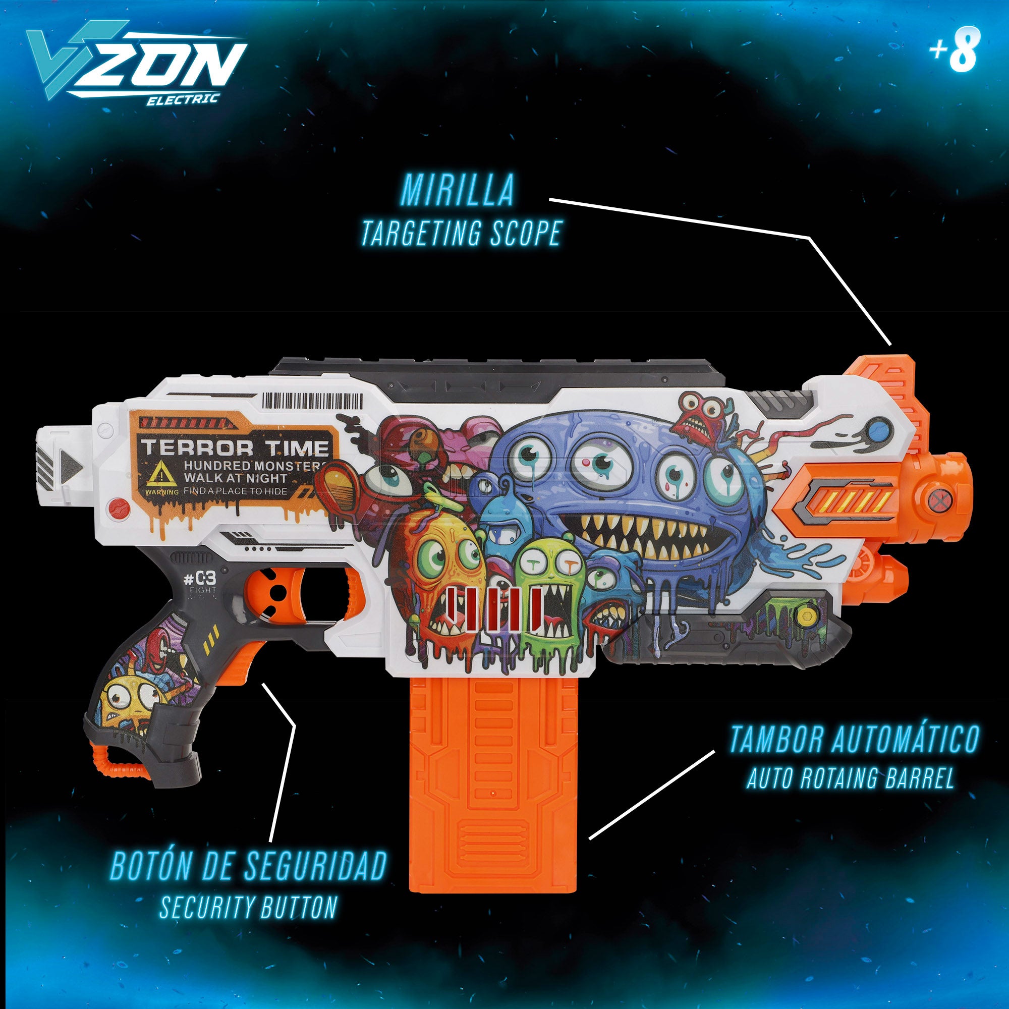Pistola de brinquedo V-Zone Electric Monster com 24 dardos de espuma