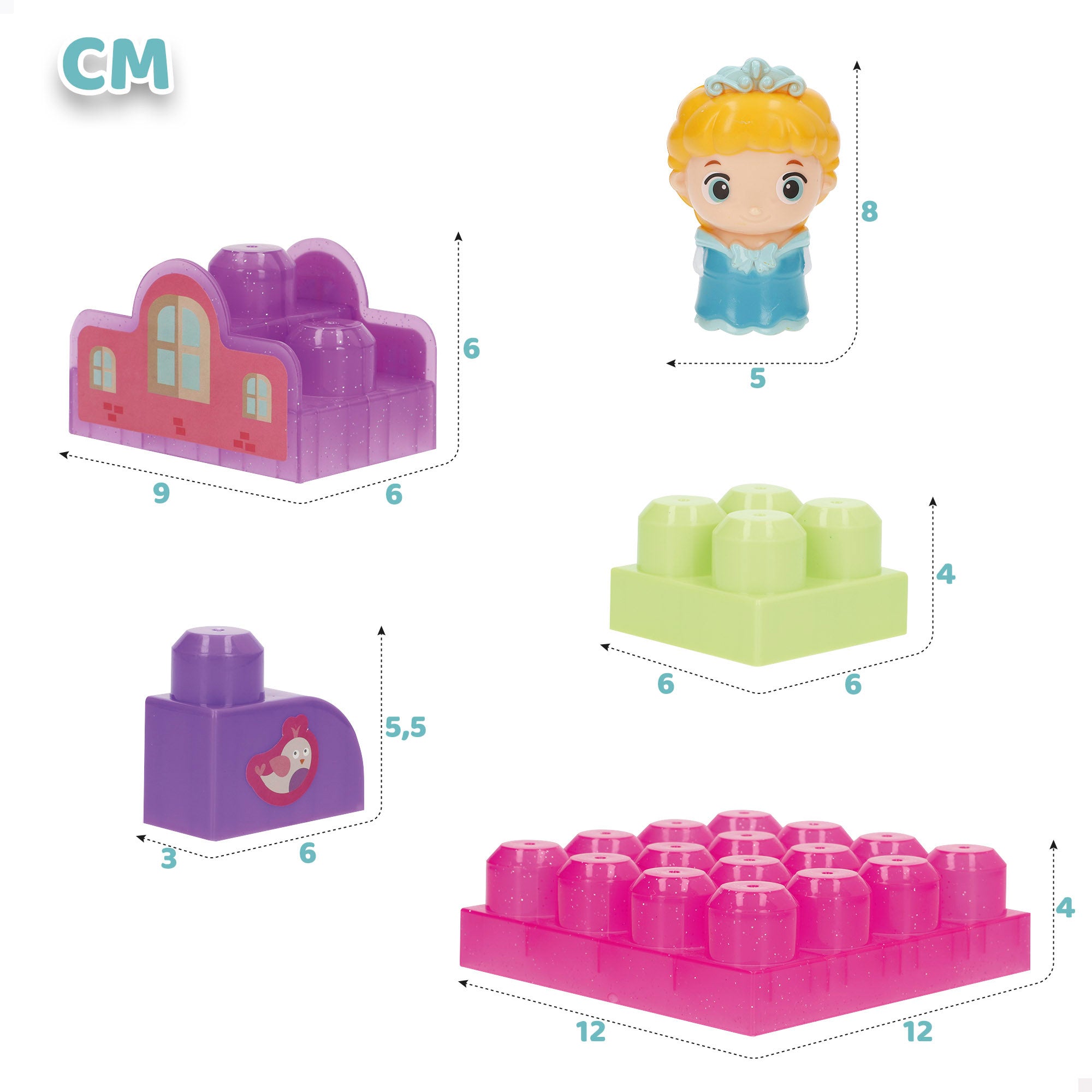 Conjunto de blocos de construção Princesa, 20 peças, COLORBABY