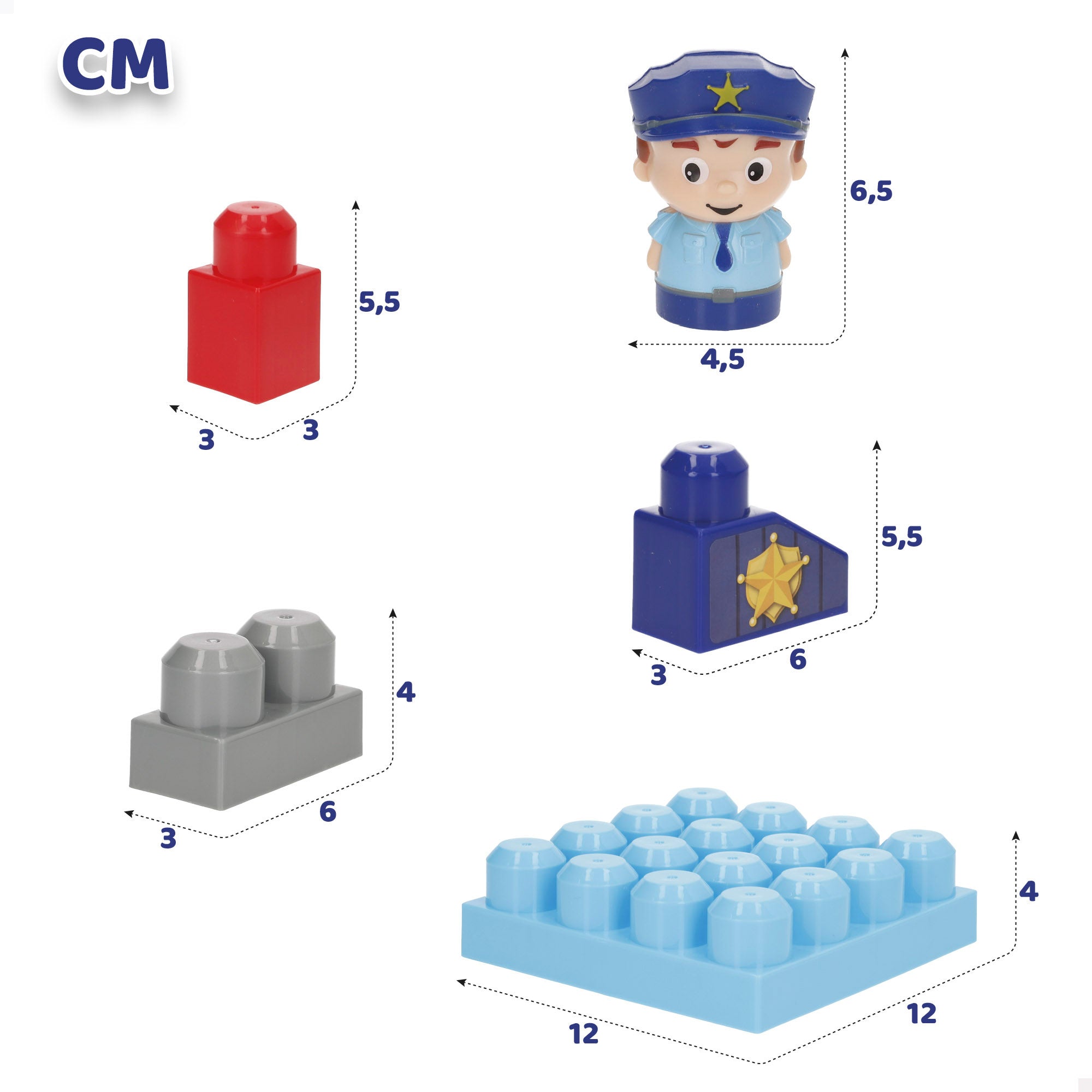 Conjunto de Blocos de Montar da Polícia com 20 Peças COLORBABY