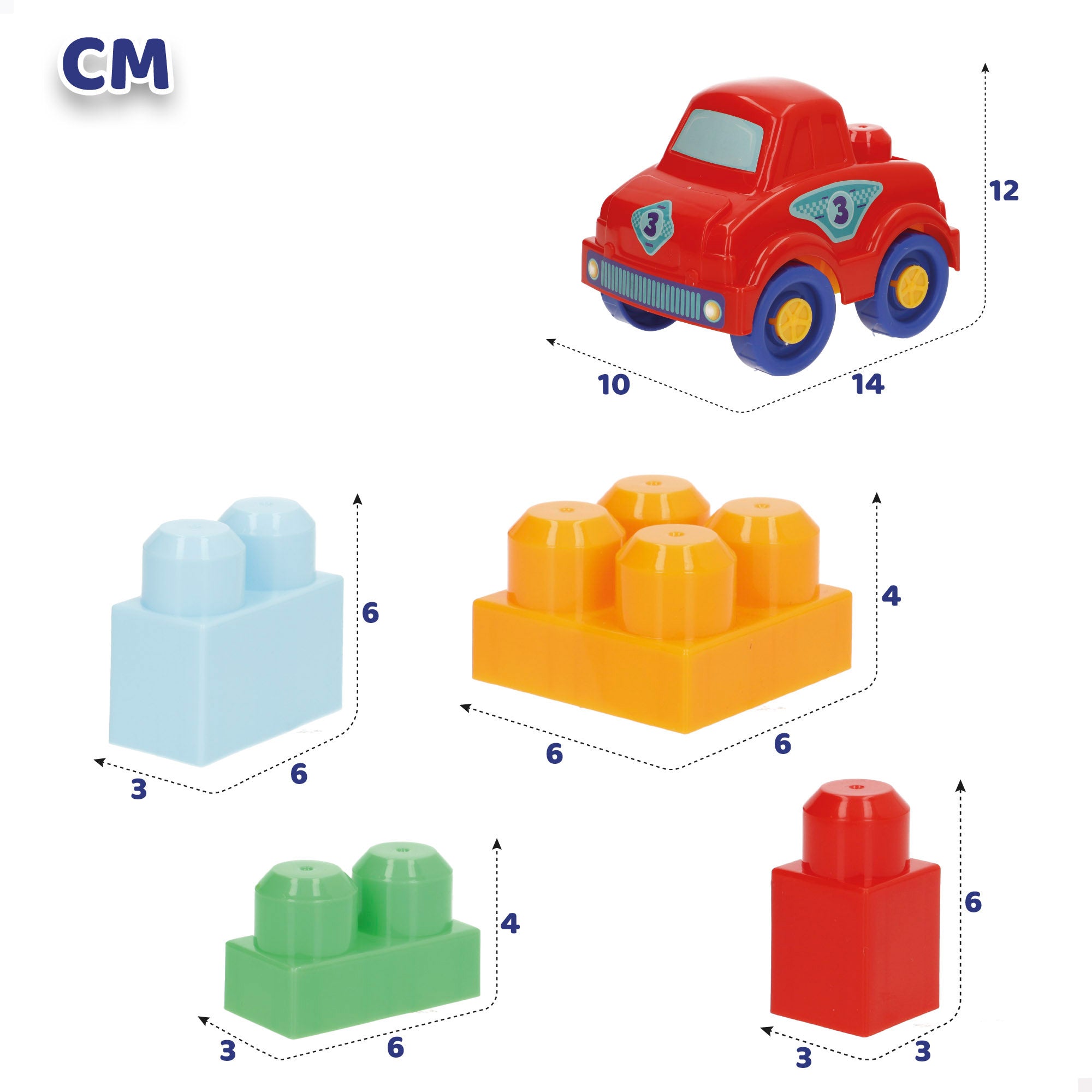 Conjunto de Blocos de Montar Carro de Corrida COLORBABY com 25 Peças