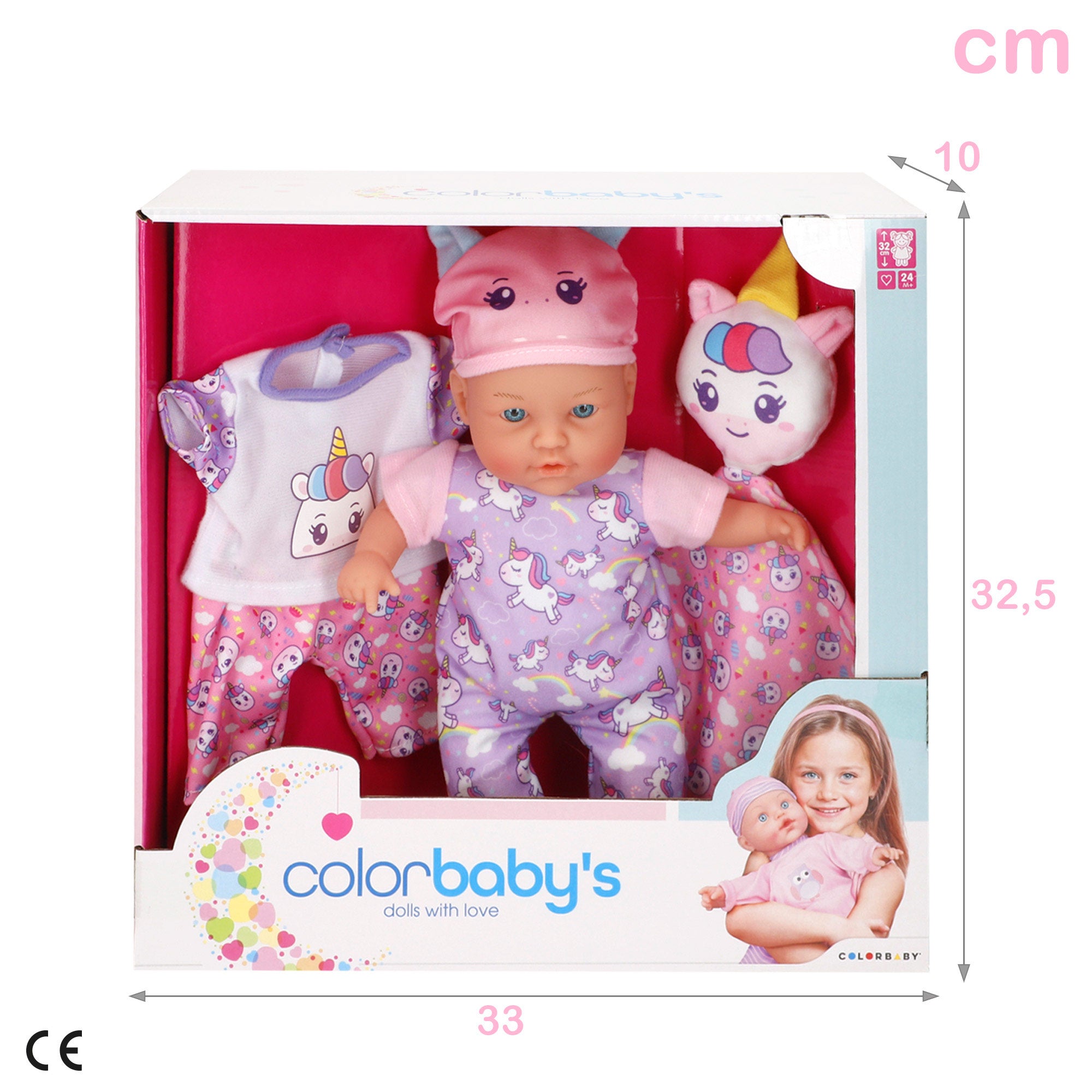 Boneca de pano para bebé, 32 cm, COLORBABY