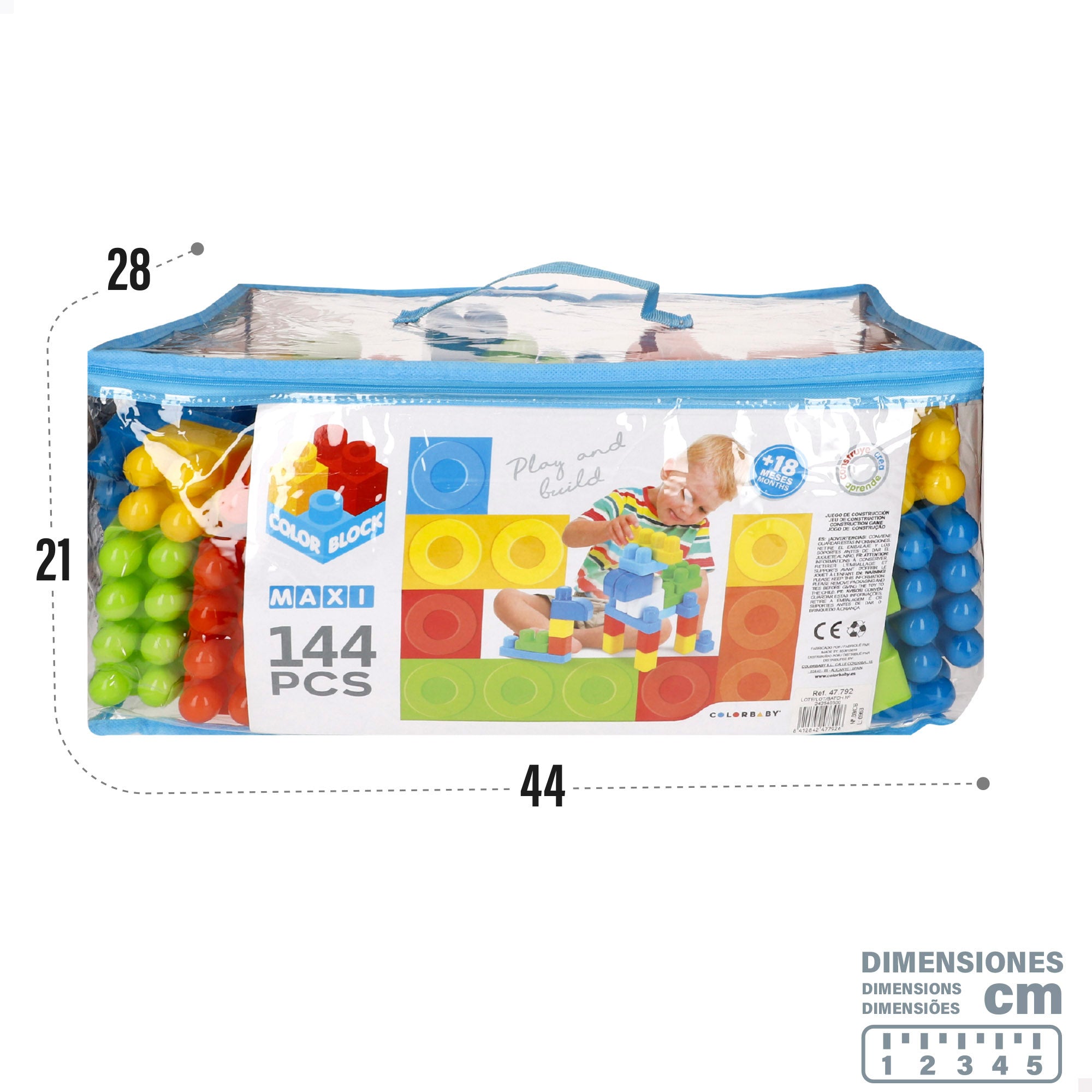 Conjunto de Blocos de Construção Maxi Color Block com 144 Peças