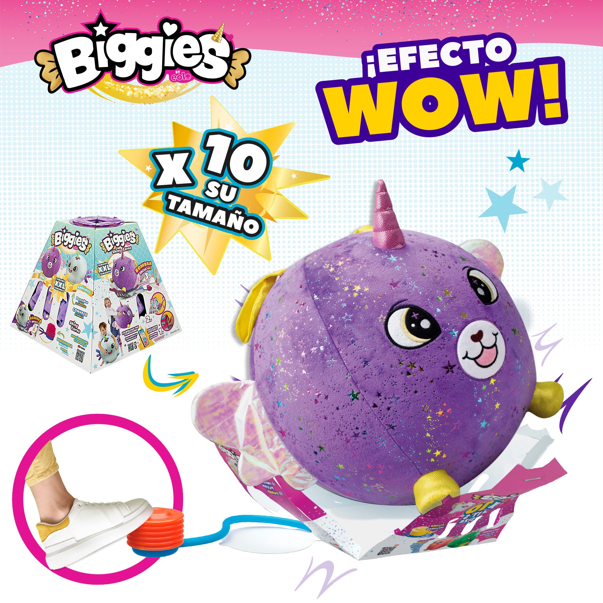 Cão de peluche insuflável brilhante Biggies XXL