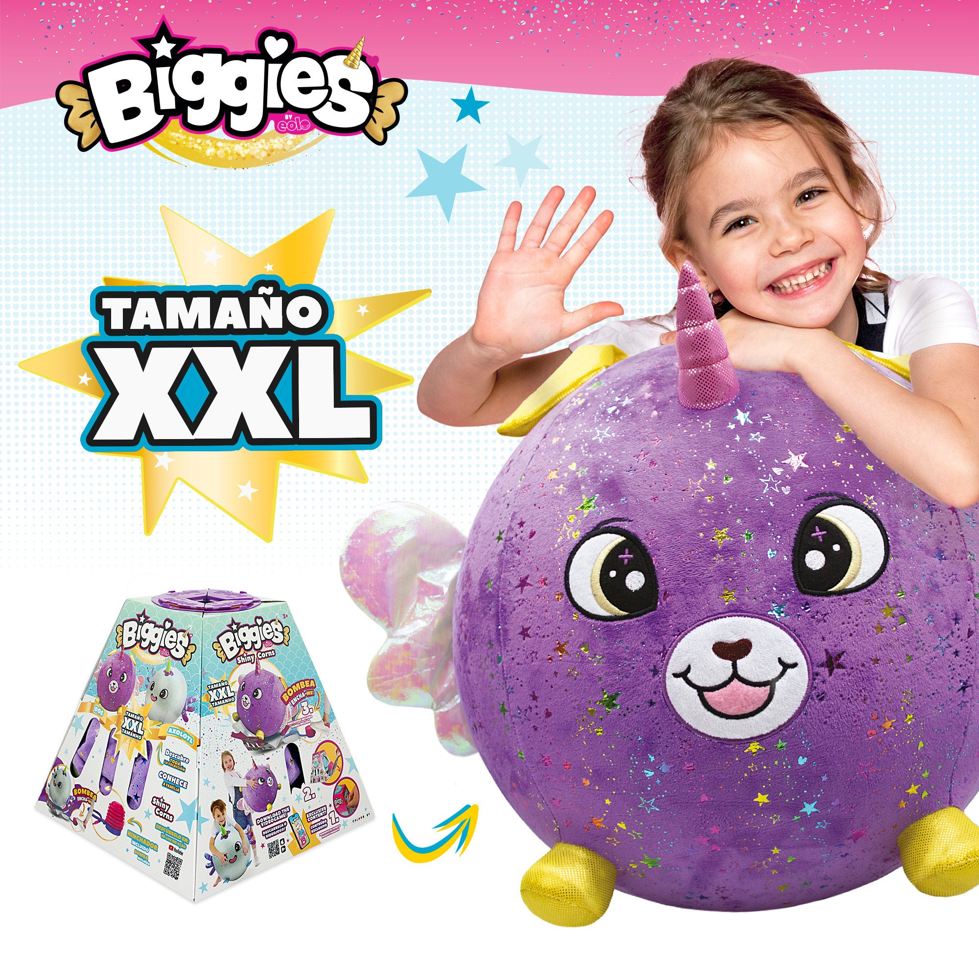 Cão de peluche insuflável brilhante Biggies XXL