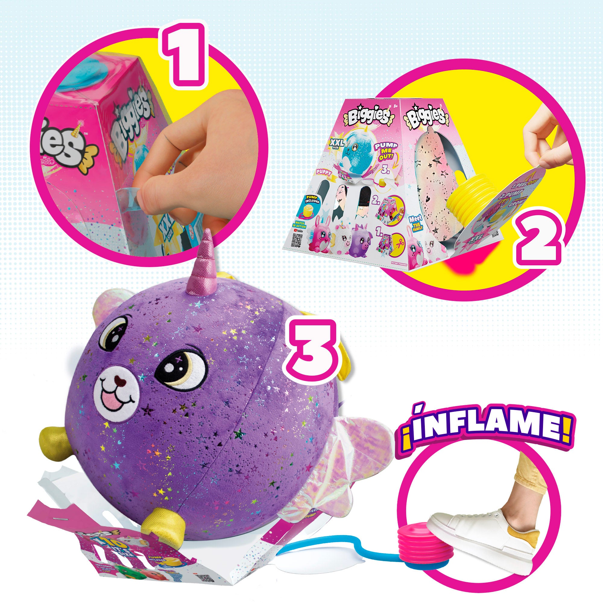 Cão de peluche insuflável brilhante Biggies XXL