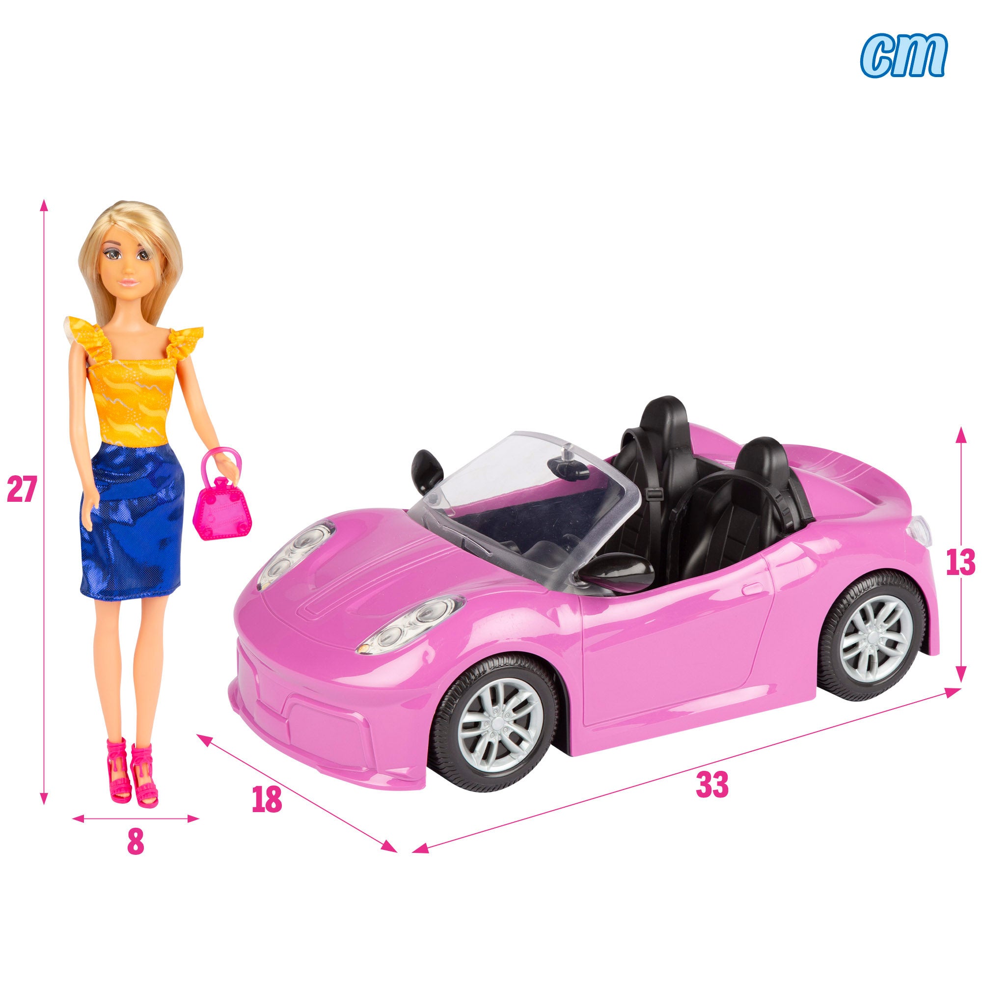 Boneca Isabella com carro desportivo e acessórios