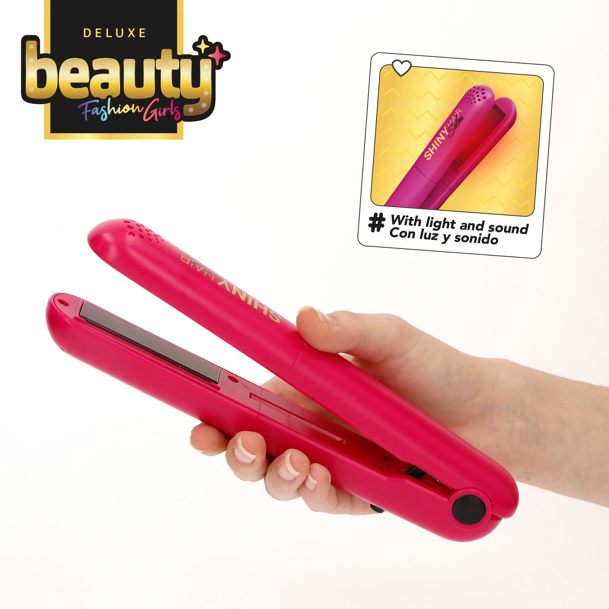 Kit de cabeleireiro infantil de luxo com secador de cabelo, ferro de alisar e acessórios de beleza.