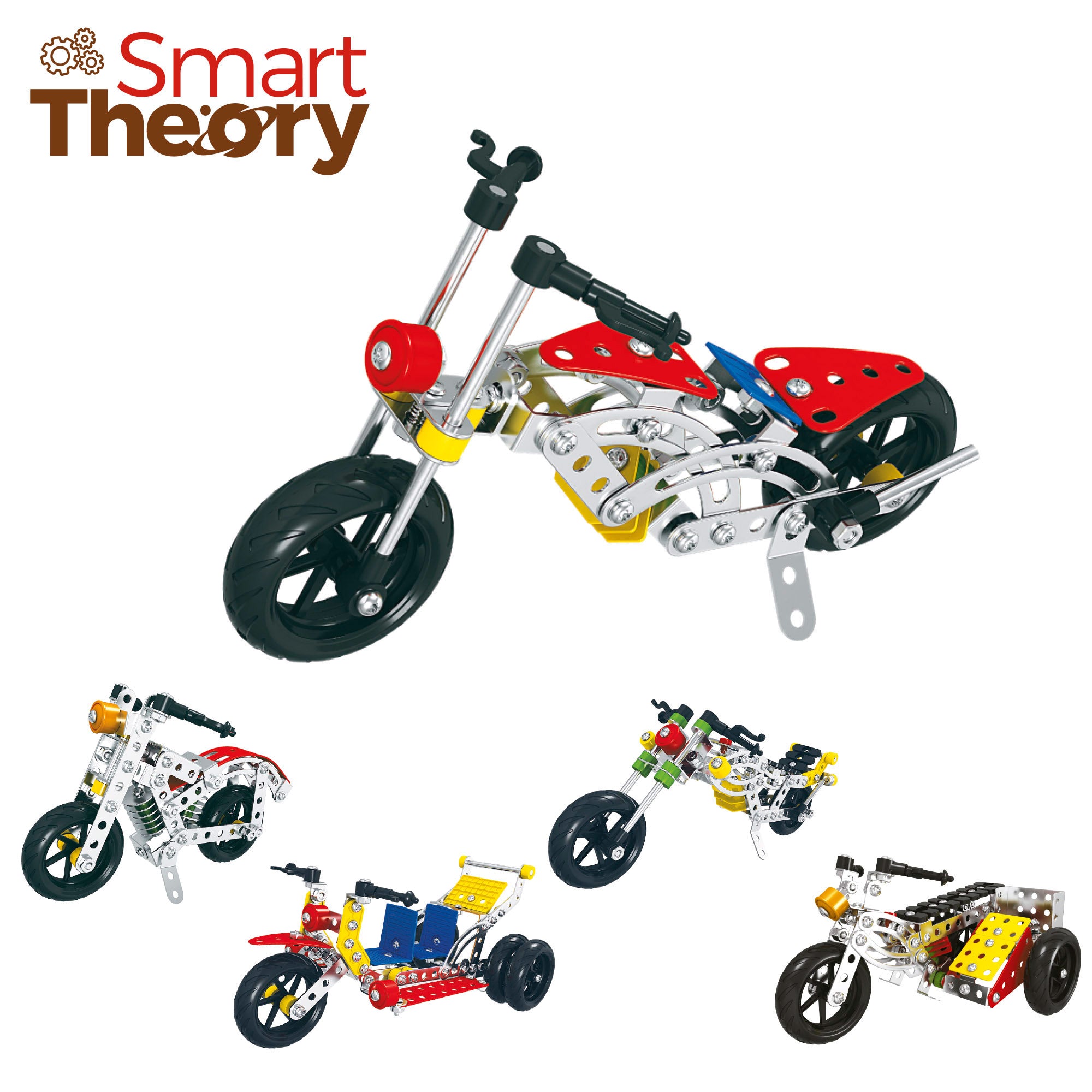 Conjunto de construção de motociclos metálicos Smart Theory (5 peças)