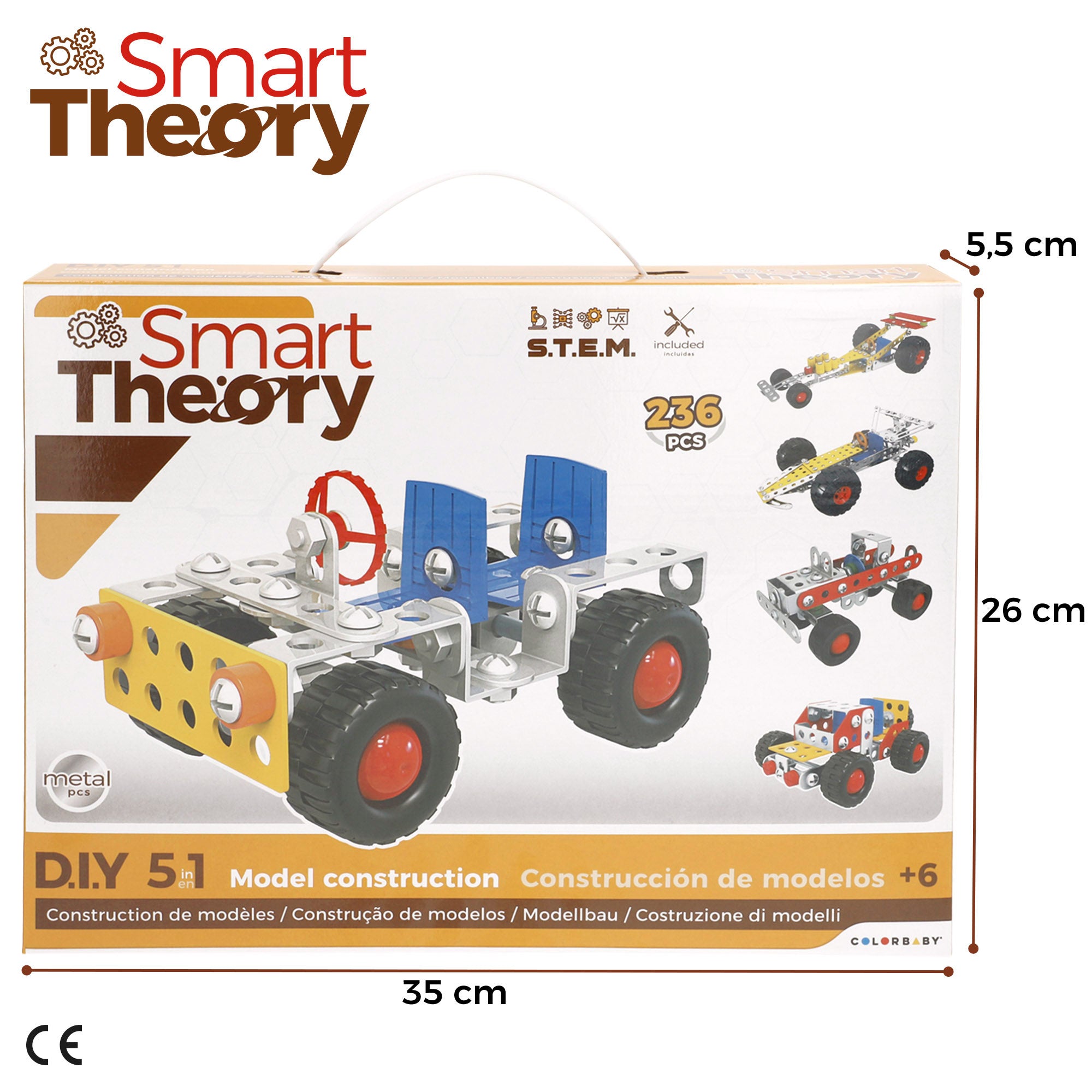 Conjunto de construção em metal Smart Theory com 5 carruagens, 236 peças