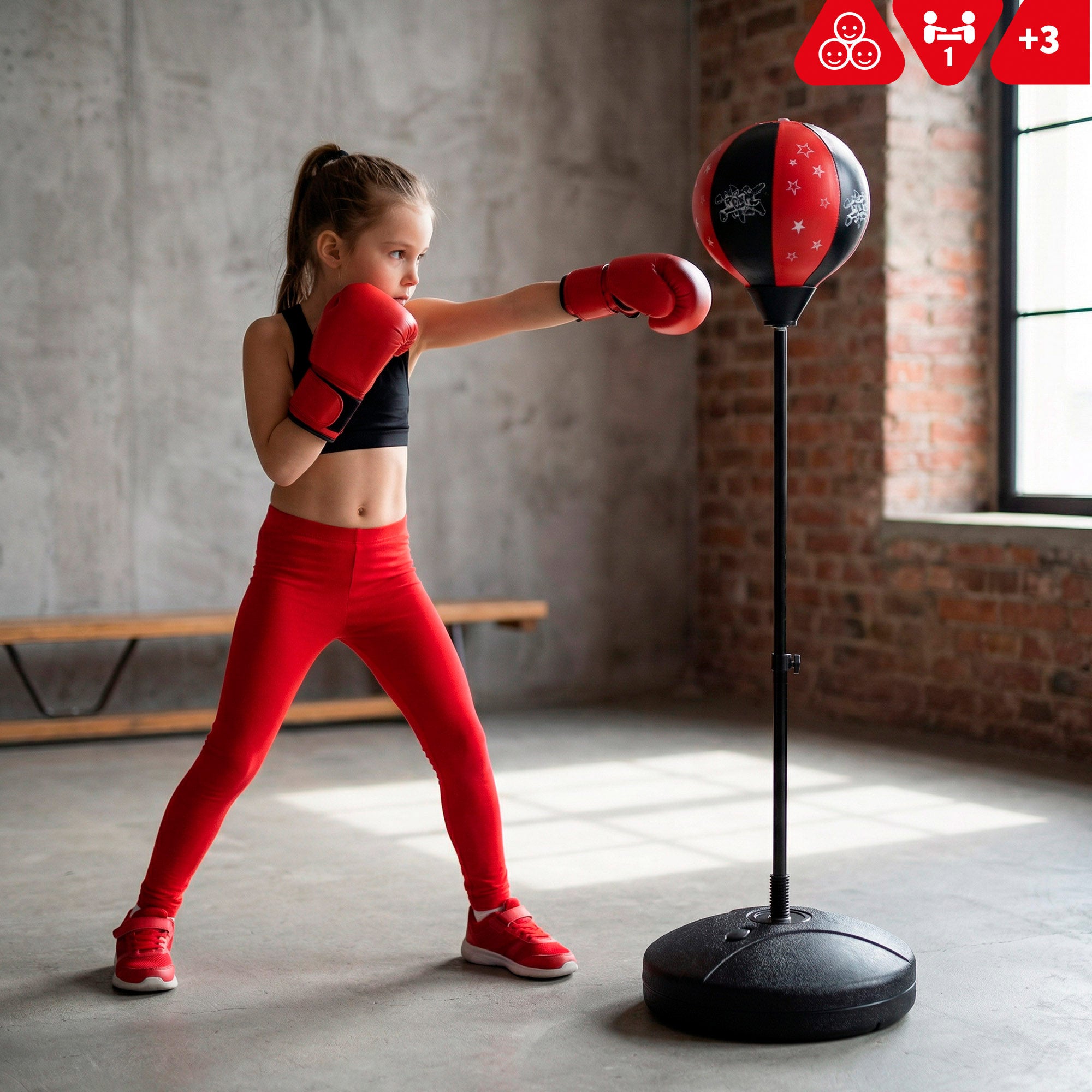 Saco de boxe para criança CB Sports com luvas e bomba de ar.