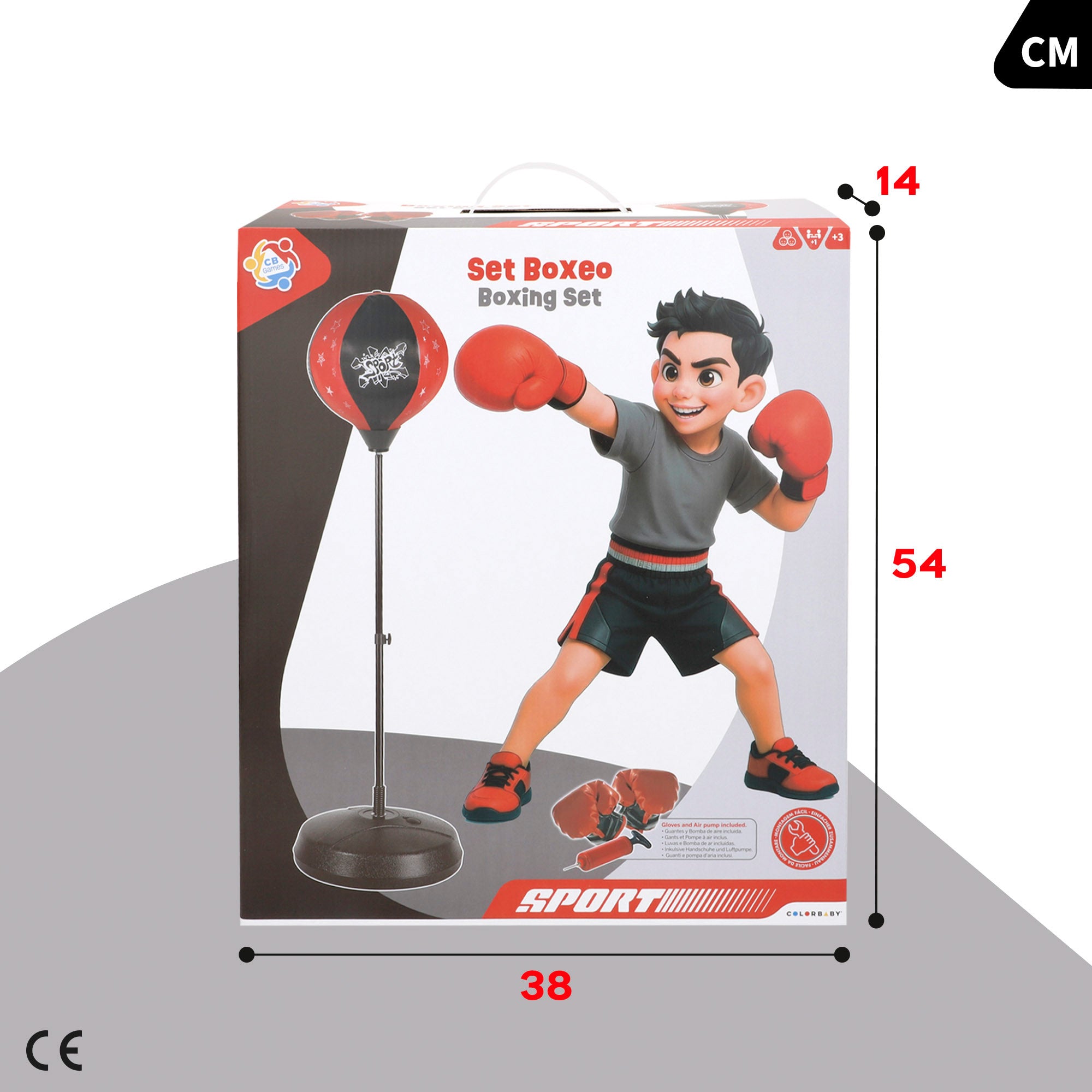 Saco de boxe para criança CB Sports com luvas e bomba de ar.