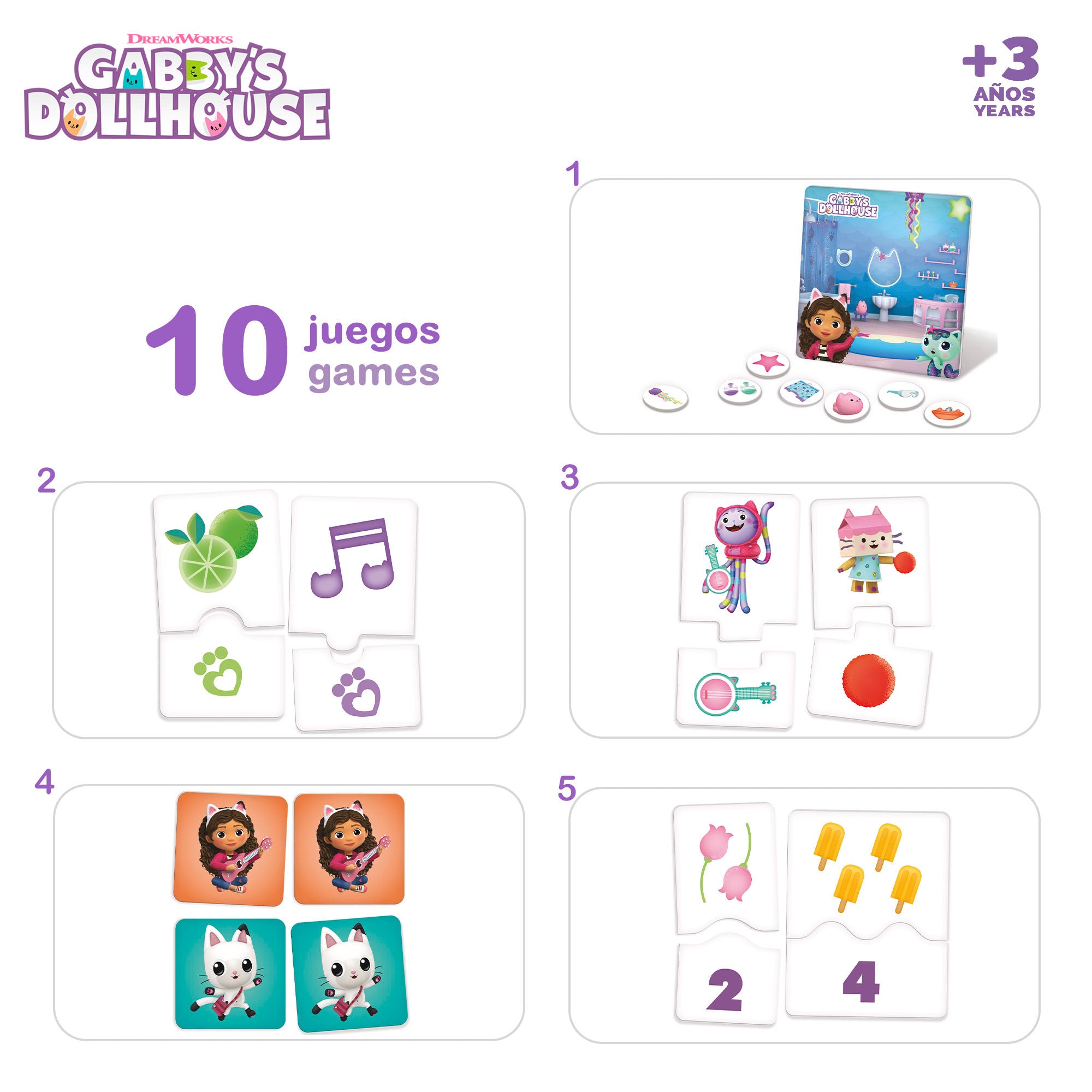 Gabby's Dollhouse 10 em 1 - Jogos de Tabuleiro