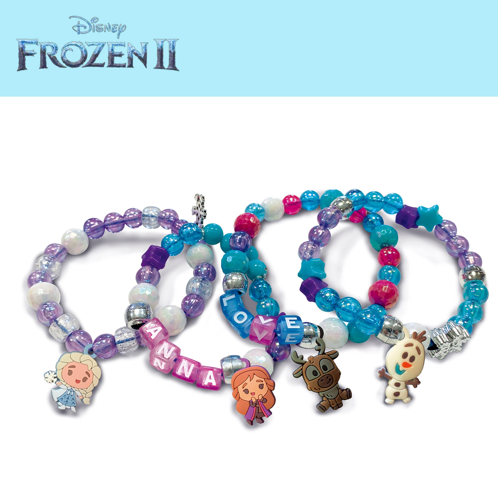 Conjunto Frozen para criar pulseiras e colares.