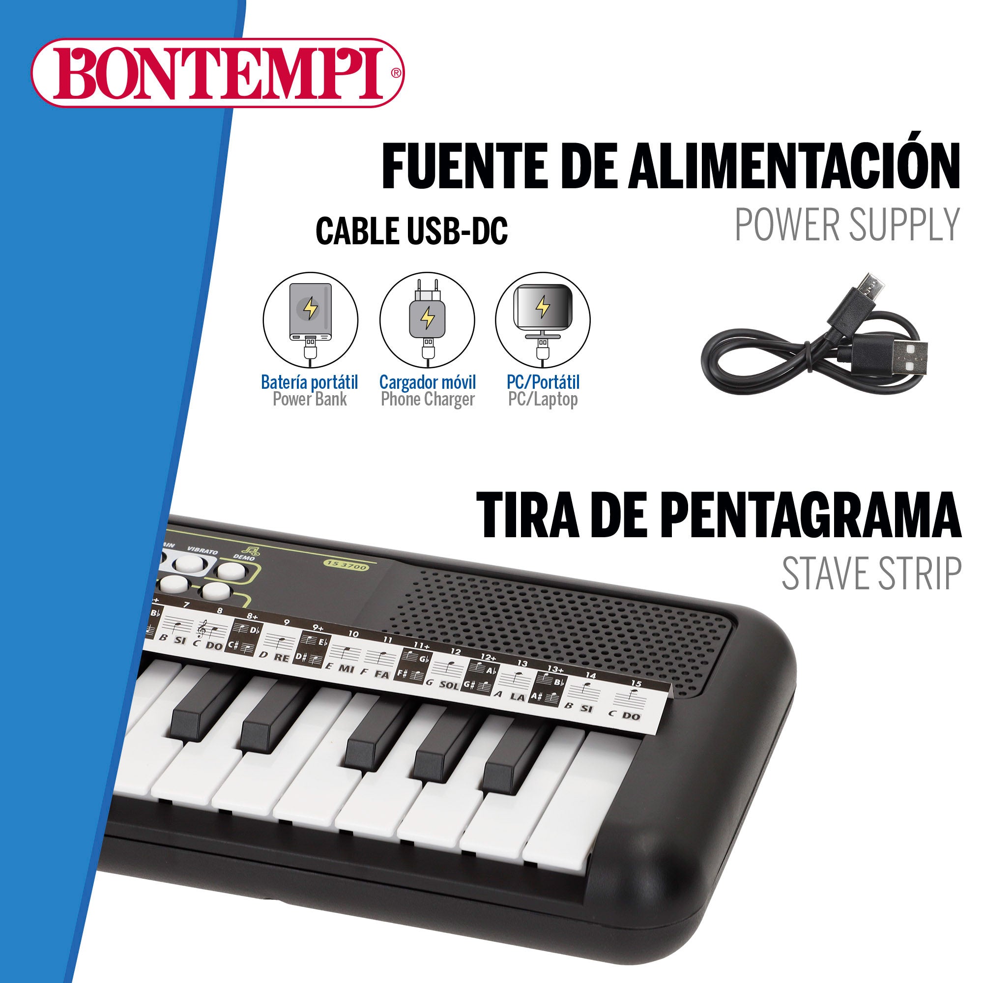 Teclado eletrónico Bontempi de 37 teclas para crianças