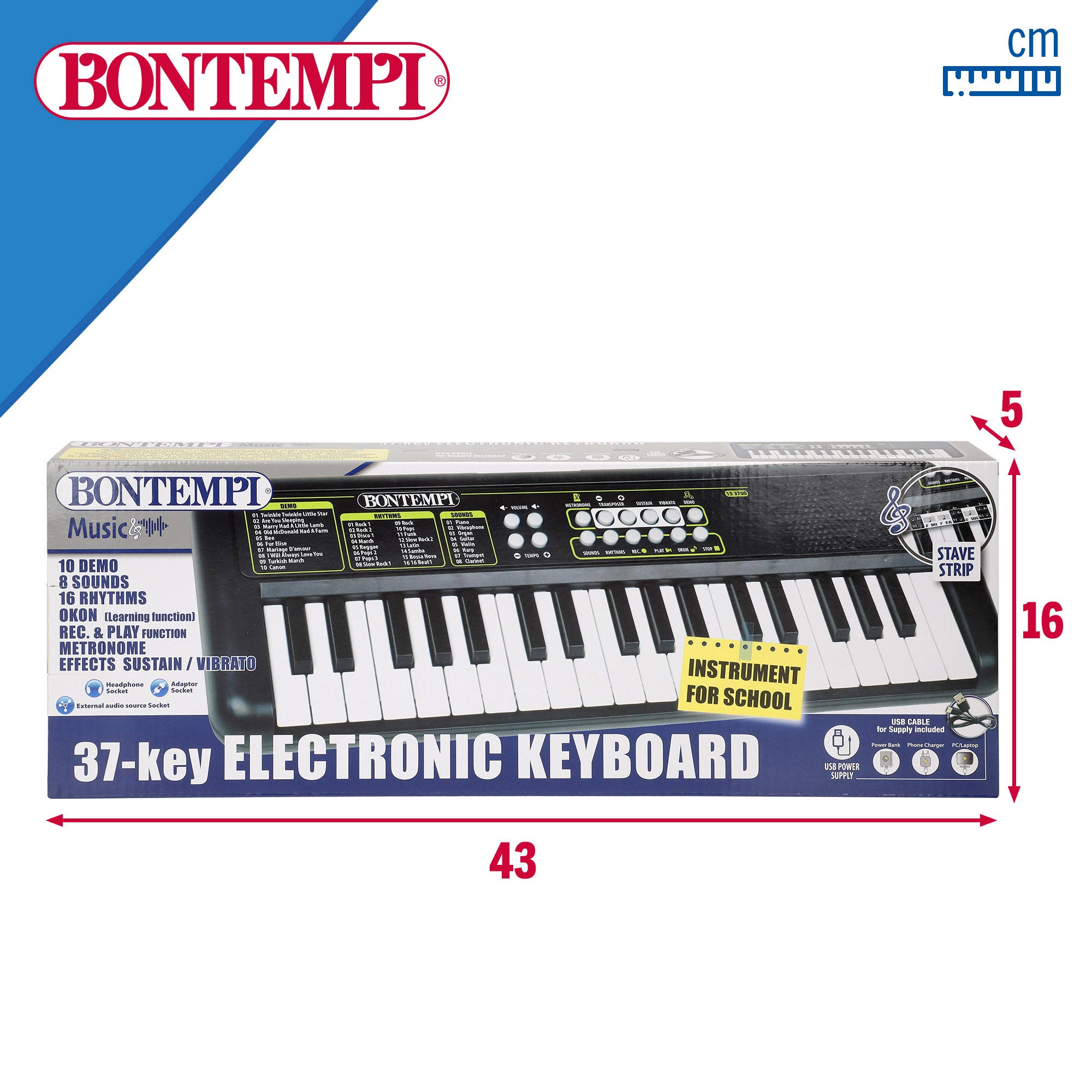 Teclado eletrónico Bontempi de 37 teclas para crianças