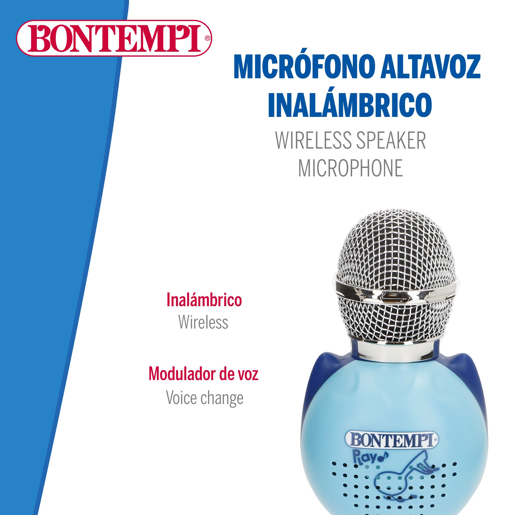 Microfone infantil sem fios Bontempi Blue com altifalante