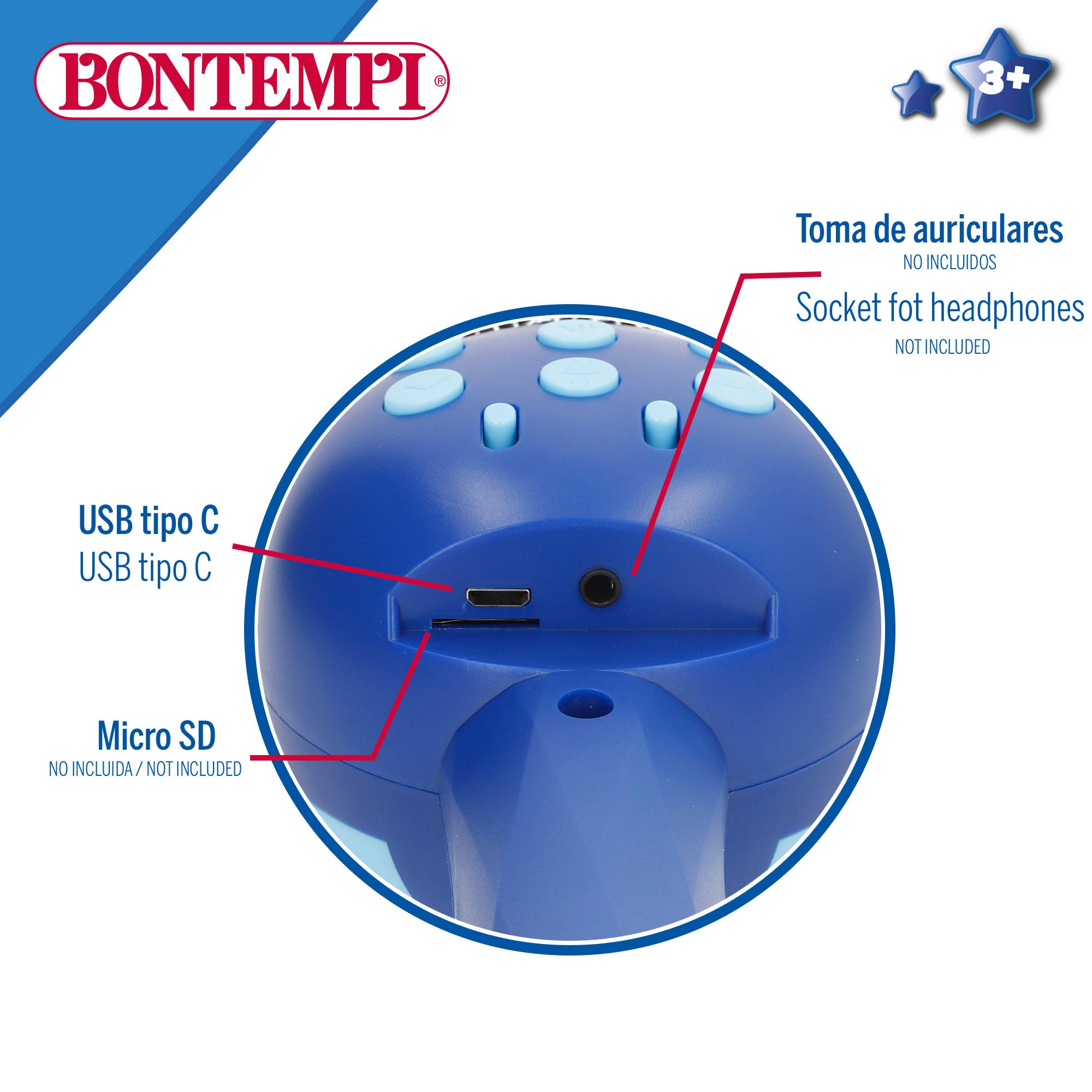 Microfone infantil sem fios Bontempi Blue com altifalante