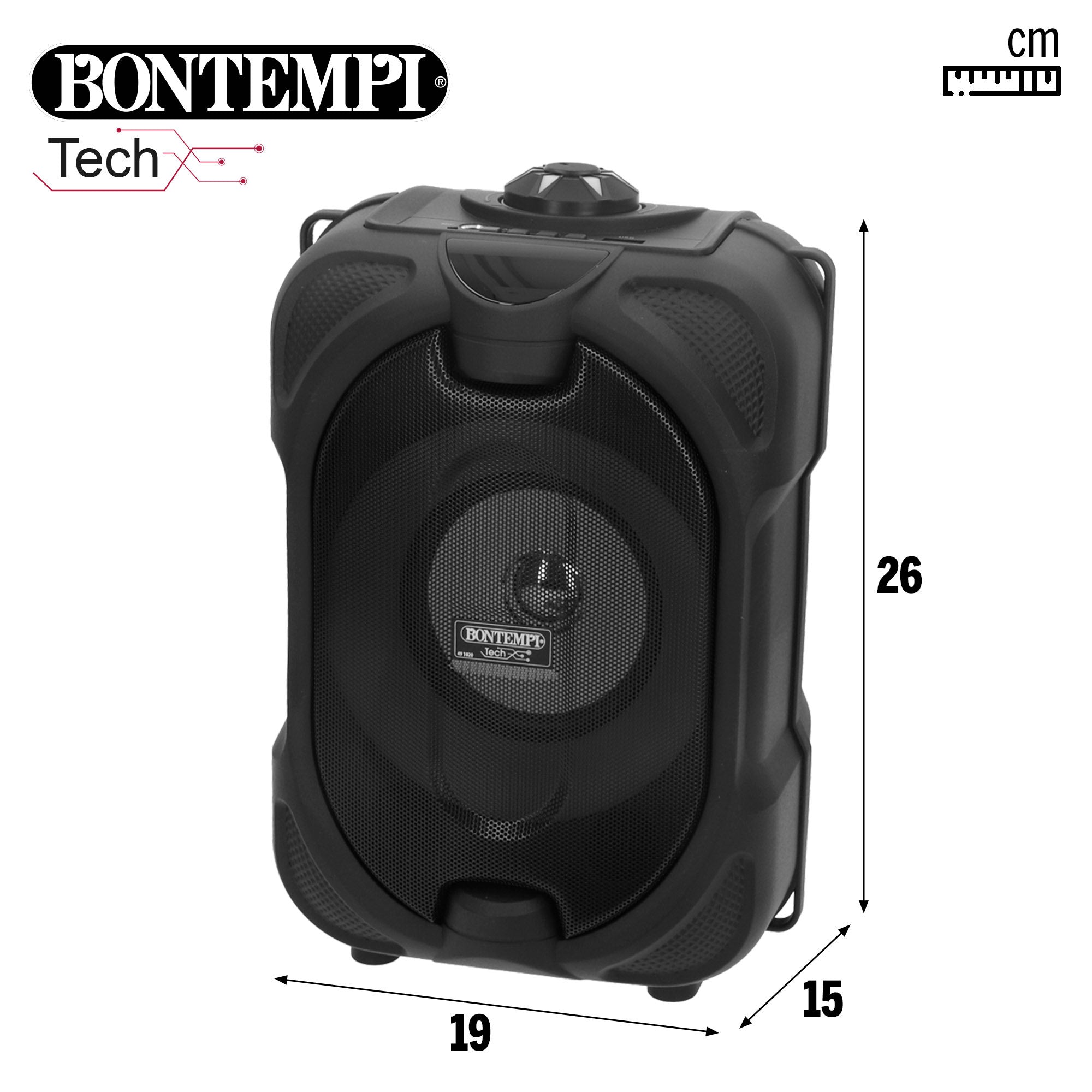 Coluna de som sem fios Bontempi com microfone e luzes 19x15x16 cm