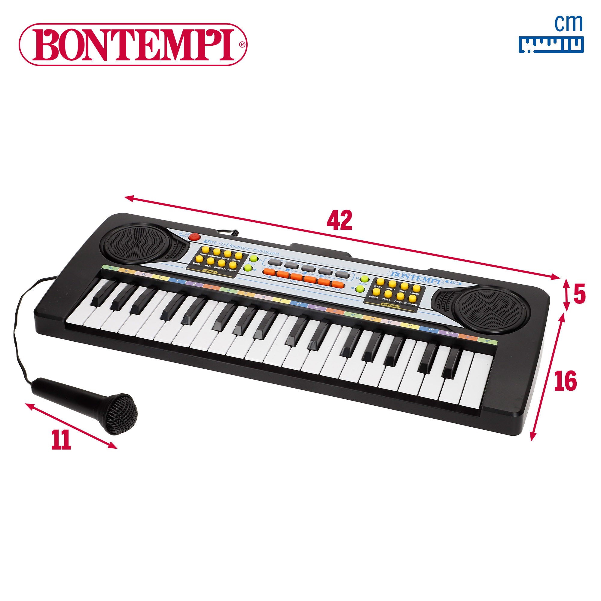 Teclado eletrónico Bontempi de 37 teclas com microfone para crianças