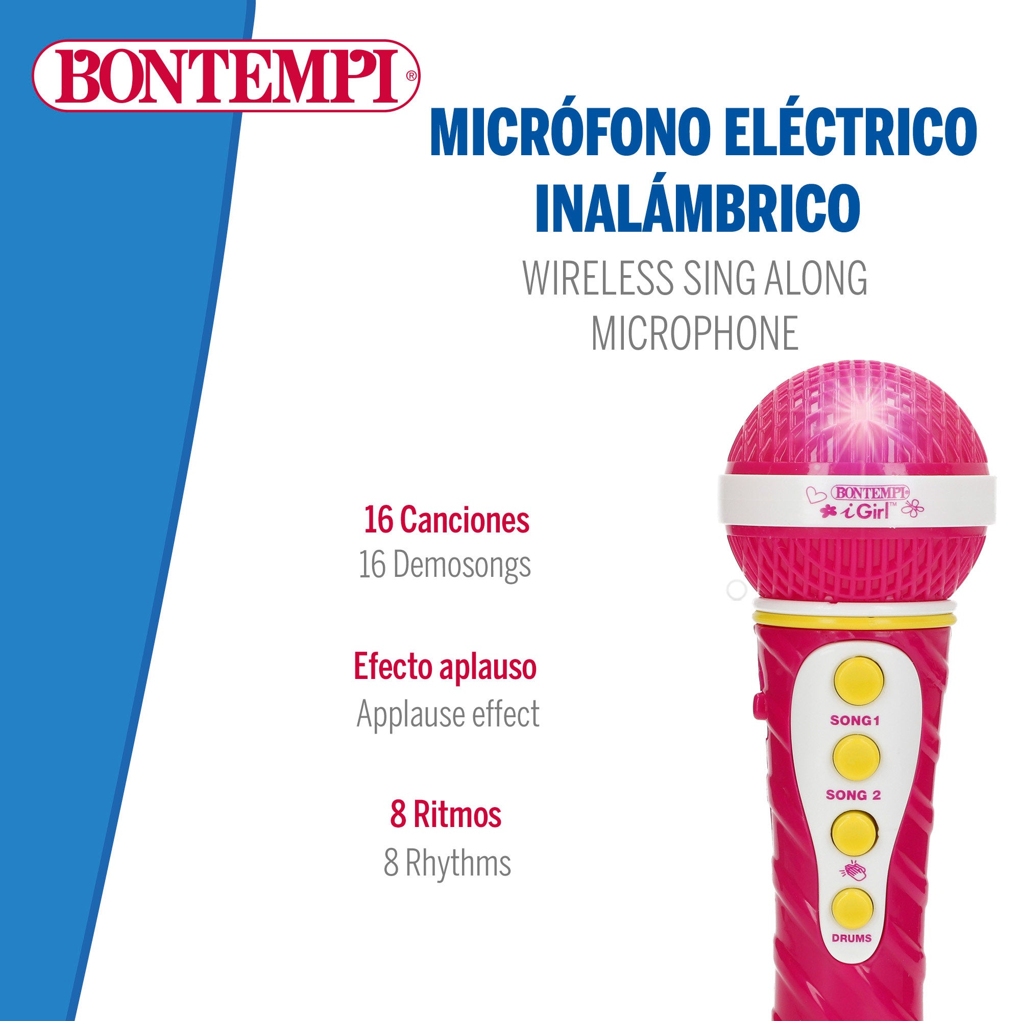 Microfone de brinquedo sem fios Bontempi rosa