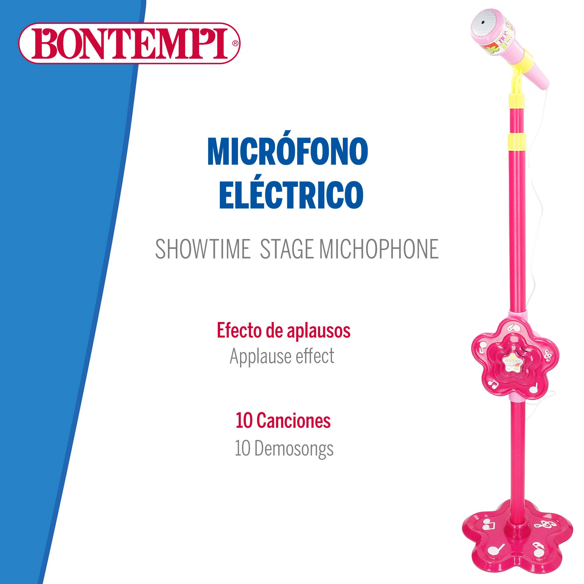 Microfone de palco ajustável Bontempi, cor fúcsia.