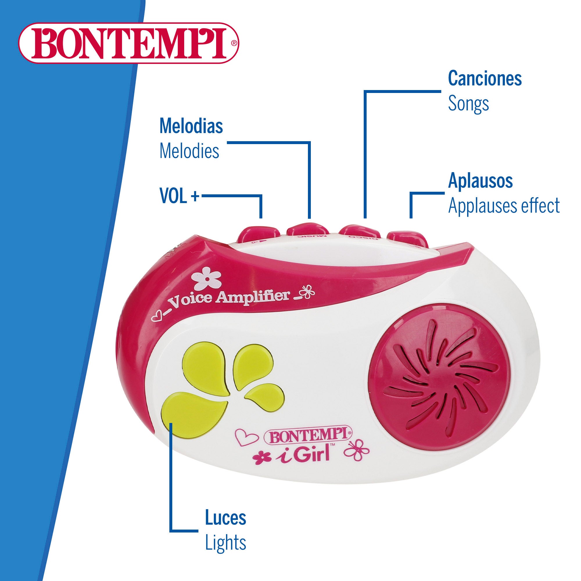 Amplificador de microfone Bontempi com luzes e sons.