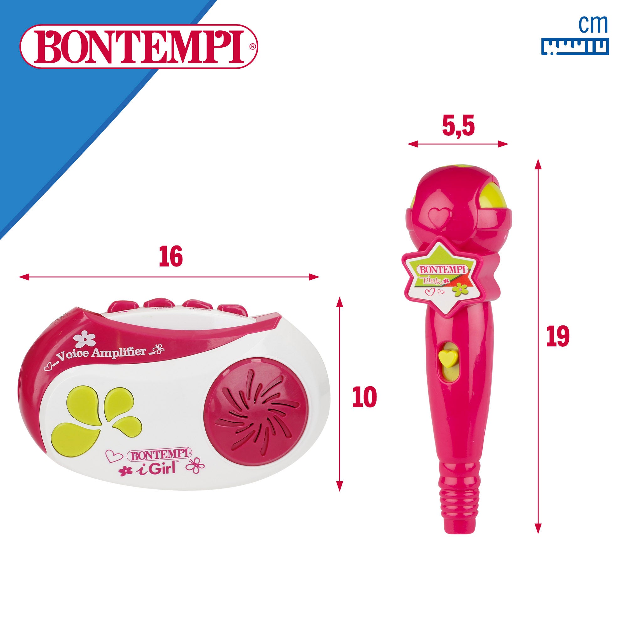 Amplificador de microfone Bontempi com luzes e sons.
