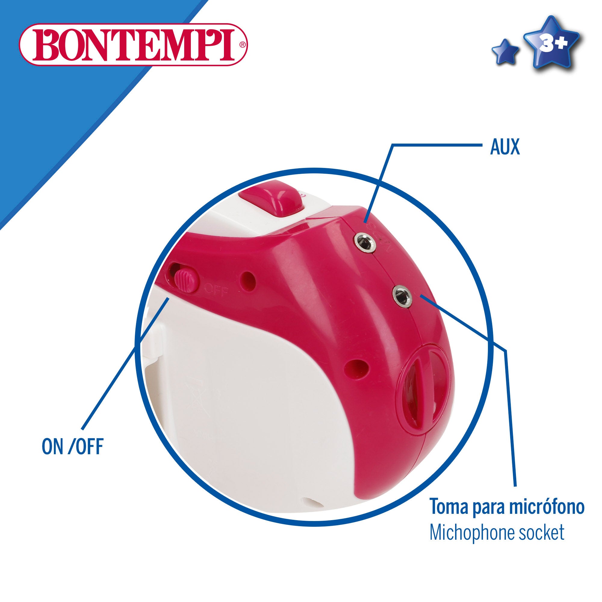 Amplificador de microfone Bontempi com luzes e sons.