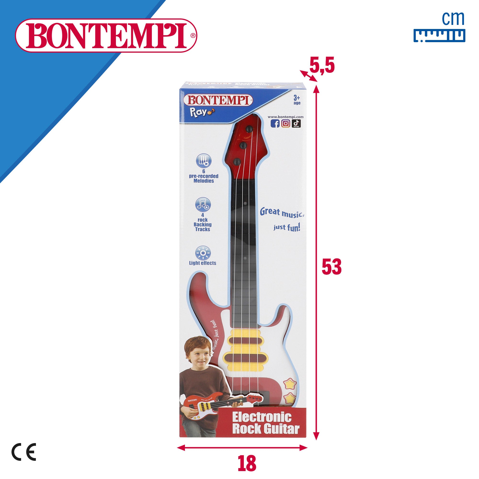Guitarra de brinquedo elétrica rock 51 cm Bontempi