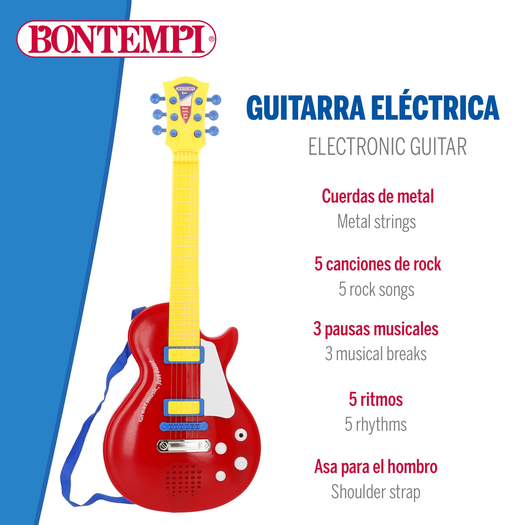 Guitarra de brinquedo elétrica rock 56 cm Bontempi