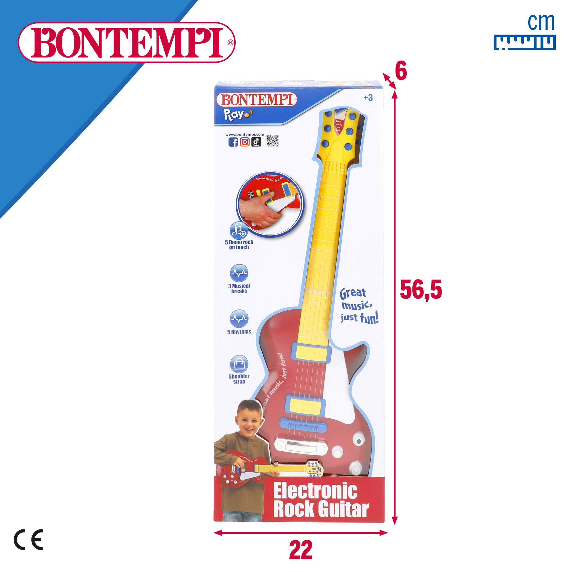 Guitarra de brinquedo elétrica rock 56 cm Bontempi
