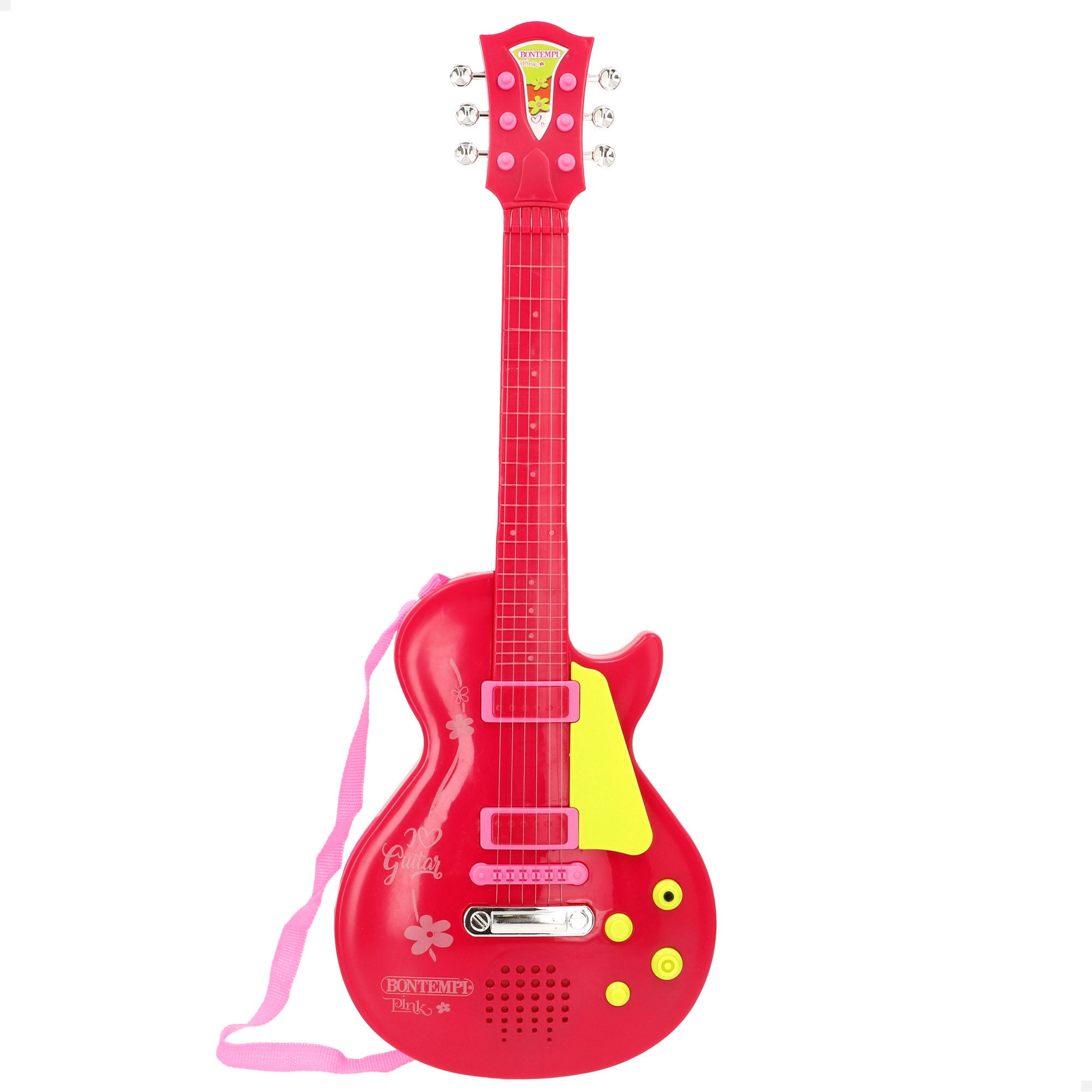 Guitarra elétrica de brinquedo Bontempi, vermelha e rosa, 56 cm