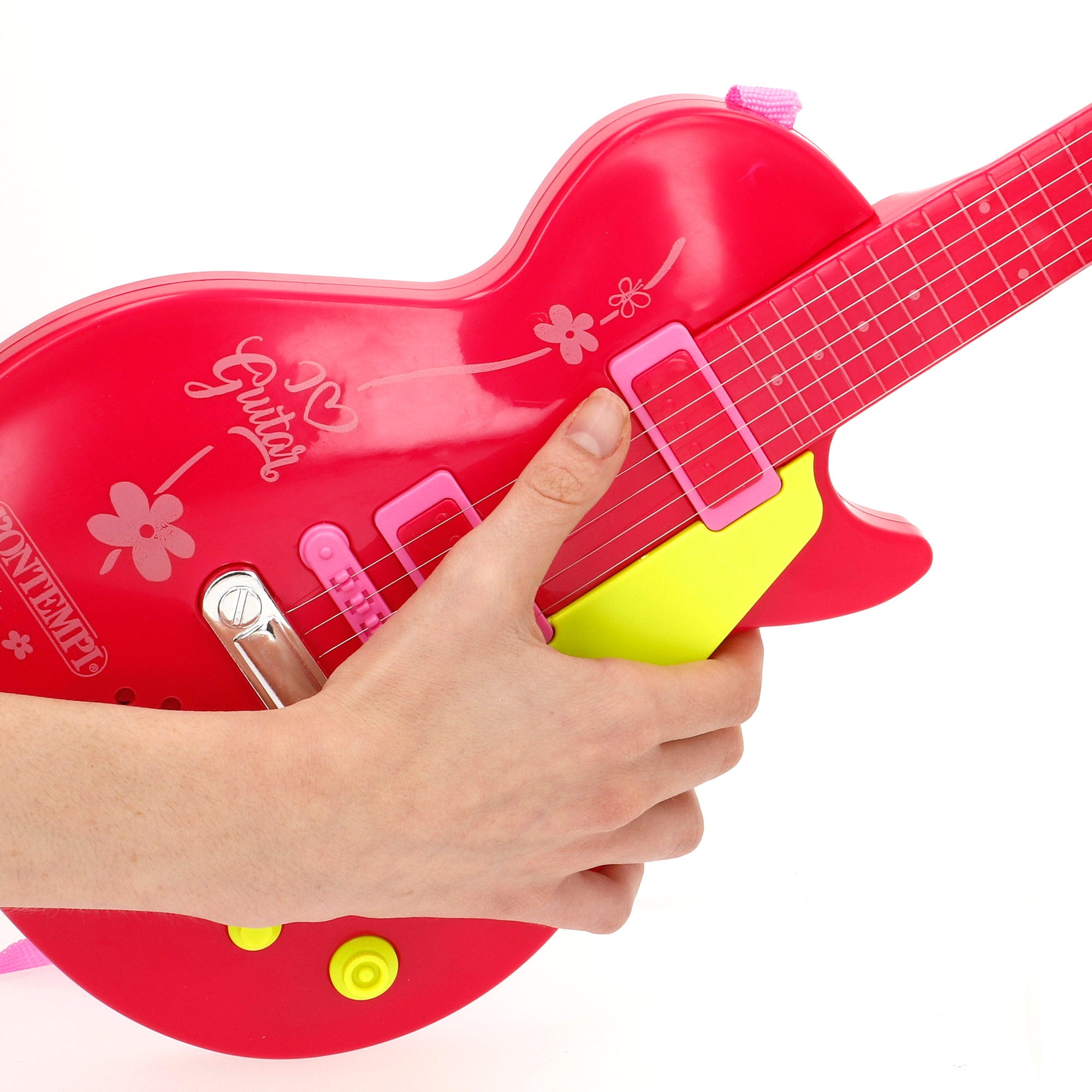 Guitarra elétrica de brinquedo Bontempi, vermelha e rosa, 56 cm